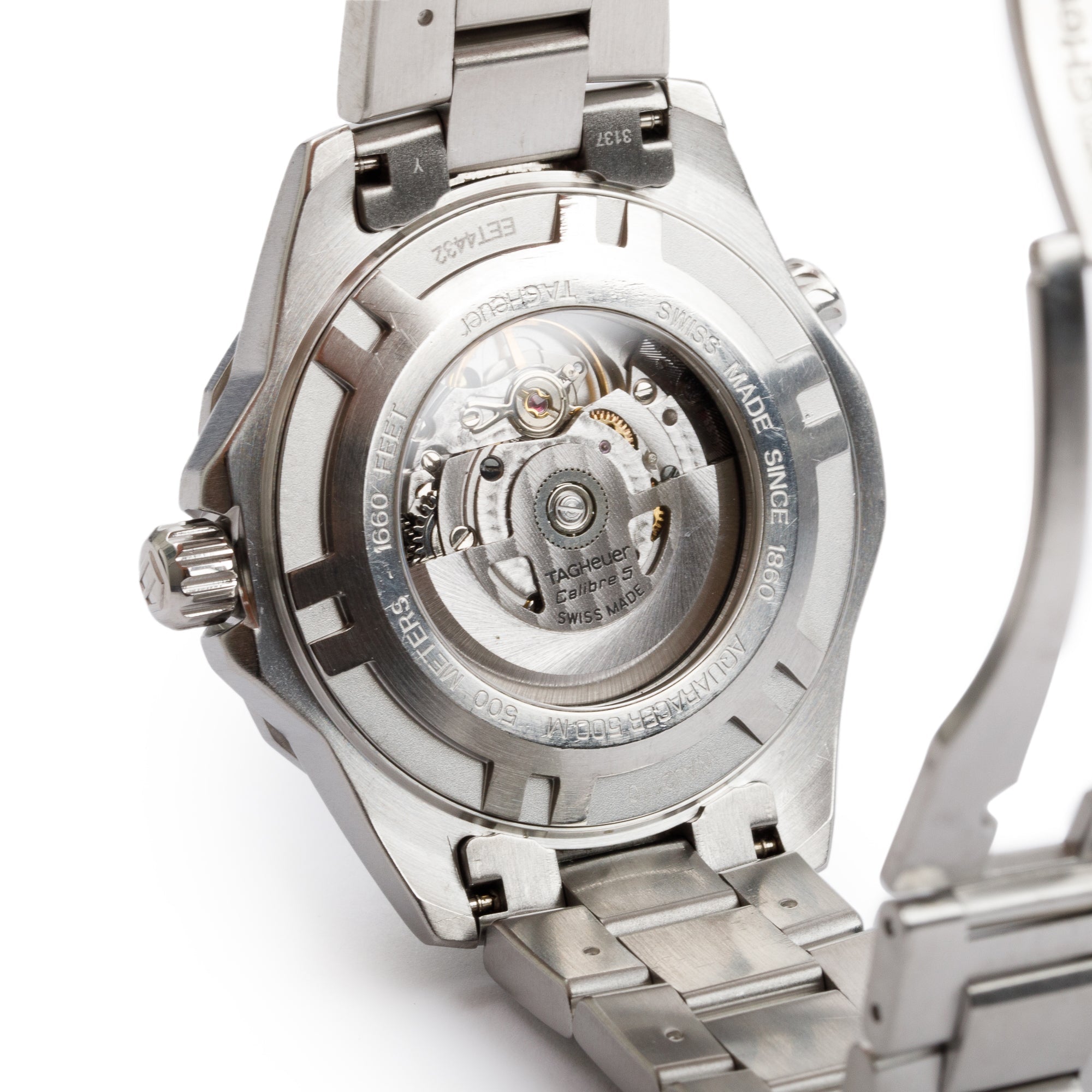 Tag Heuer Stainless Steel Aquaracer 500M Calibre 5 43 MM Automatic Watch w/ Box & Papers