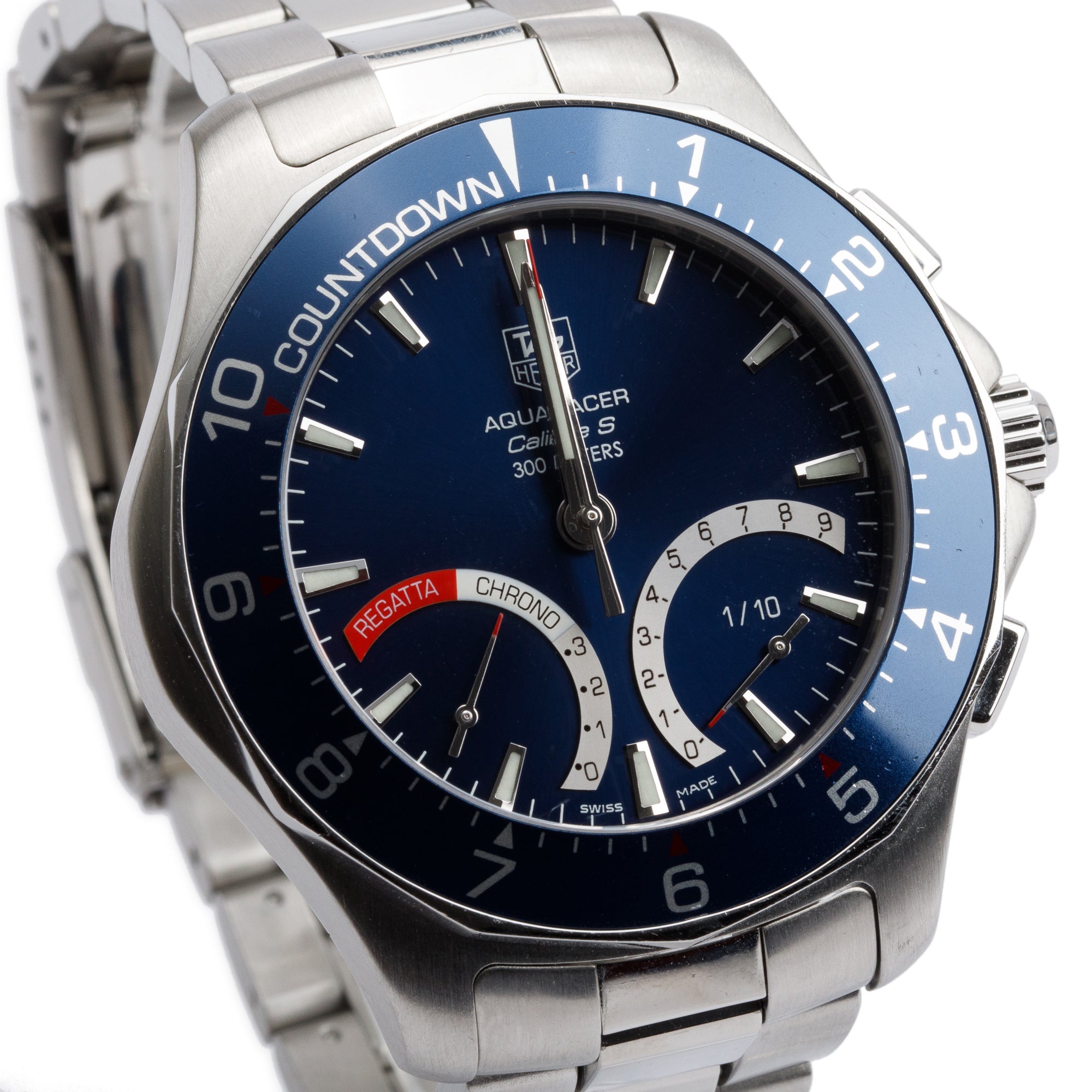 Tag Heuer Stainless Steel Aquaracer Calibre S Blue Dial 41 MM Watch CAF7110 w/ Box