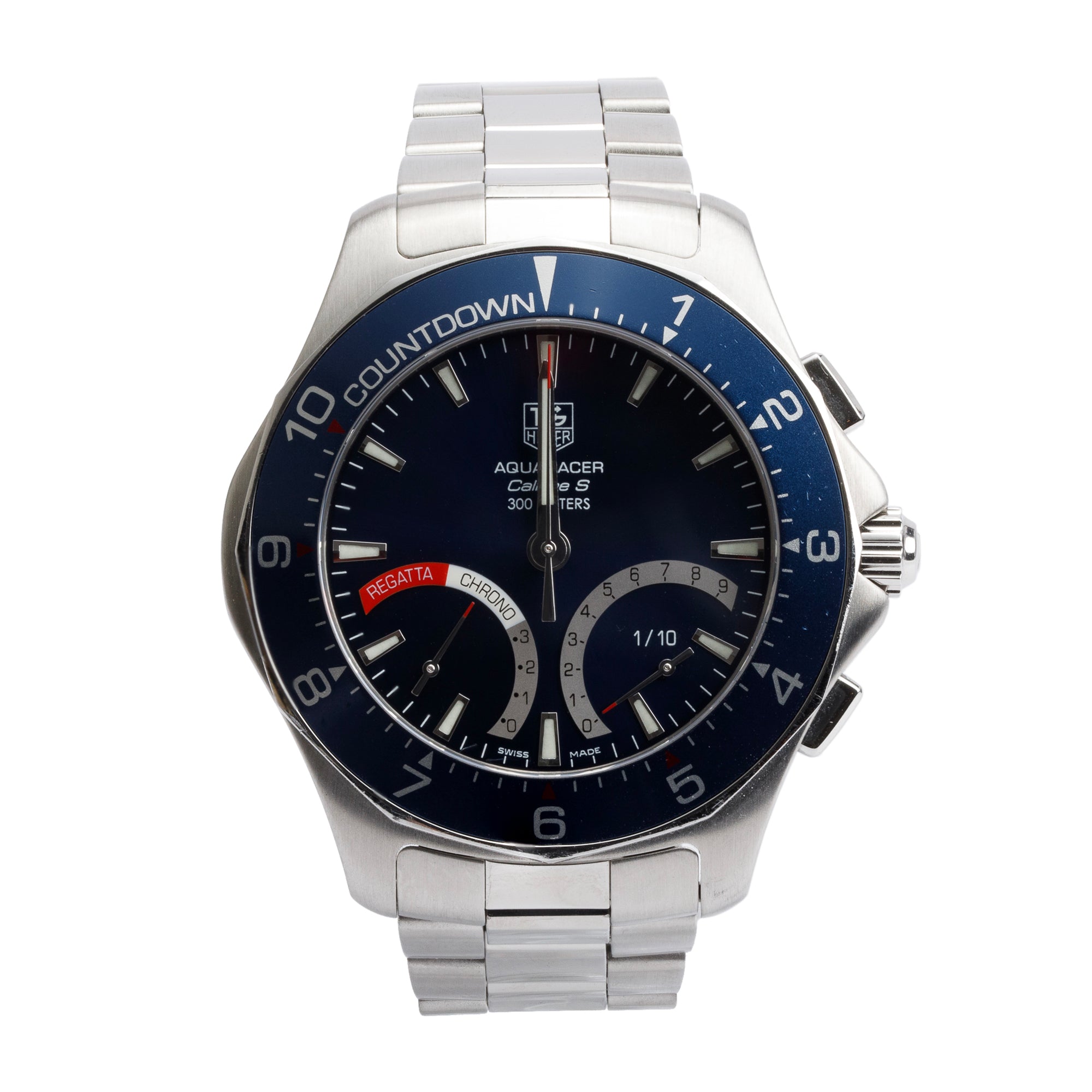 Tag Heuer Stainless Steel Aquaracer Calibre S Blue Dial 41 MM Watch CAF7110 w/ Box