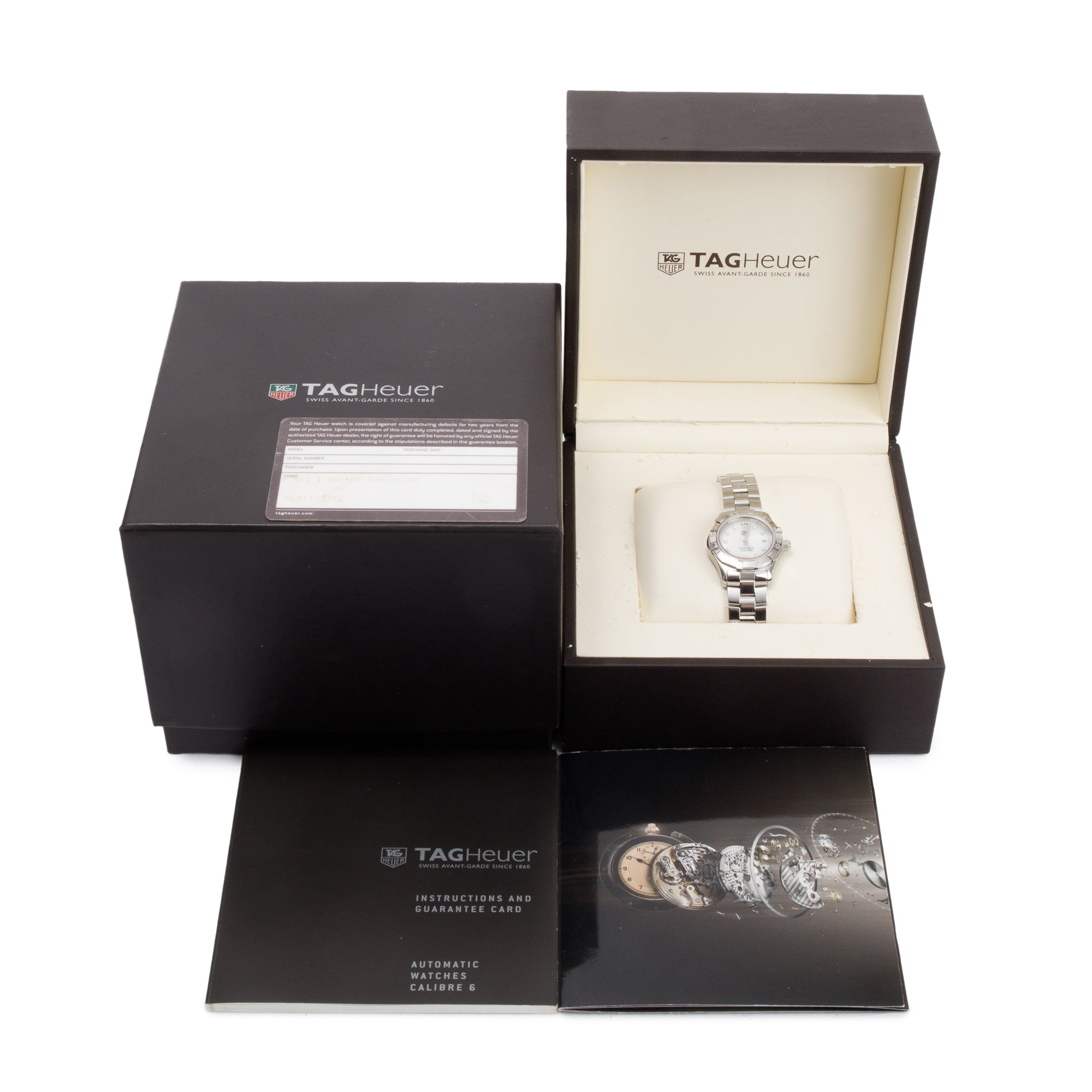 Tag Heuer Stainless Steel Aquaracer Mother of Pearl Diamond Dial 27 MM Watch w/ Box & Papers