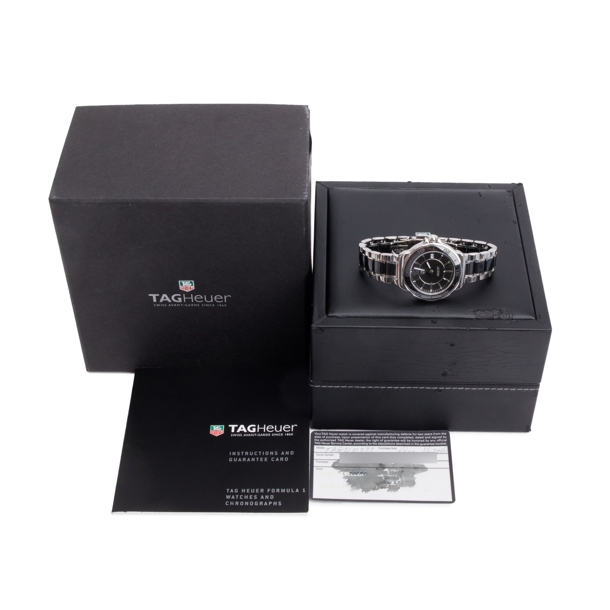 Tag Heuer Stainless Steel & Black Ceramic Formula 1 37 MM Watch WAH1210 w/ Box & Papers