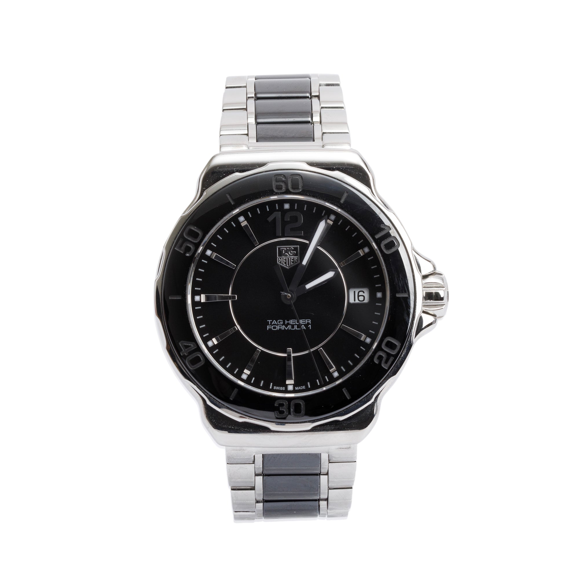 Tag Heuer Stainless Steel & Black Ceramic Formula 1 37 MM Watch WAH1210 w/ Box & Papers
