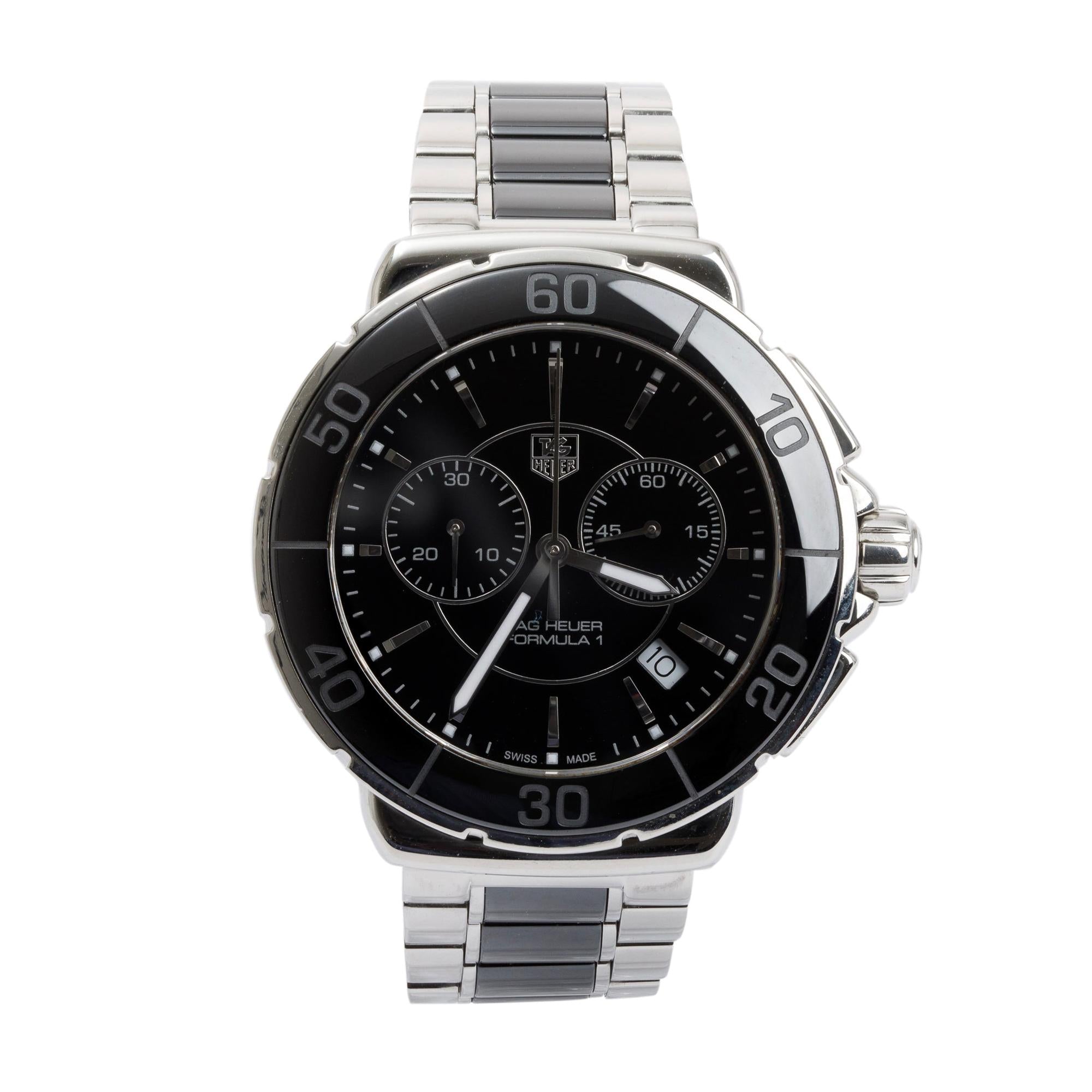 Tag Heuer Stainless Steel & Black Ceramic Formula 1 Chronograph 41 MM Watch