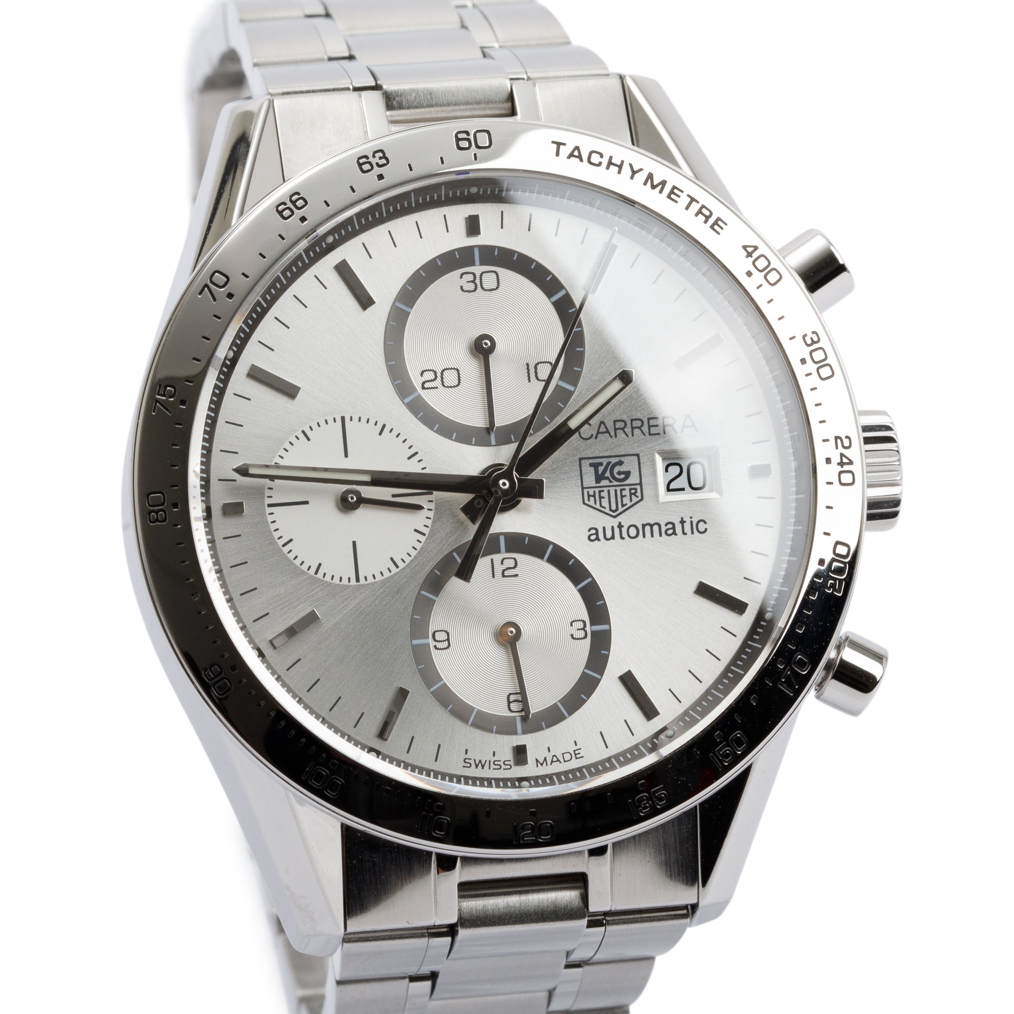 Tag Heuer Stainless Steel Carrera 41 MM Chronograph Automatic Watch w/ Box & Papers