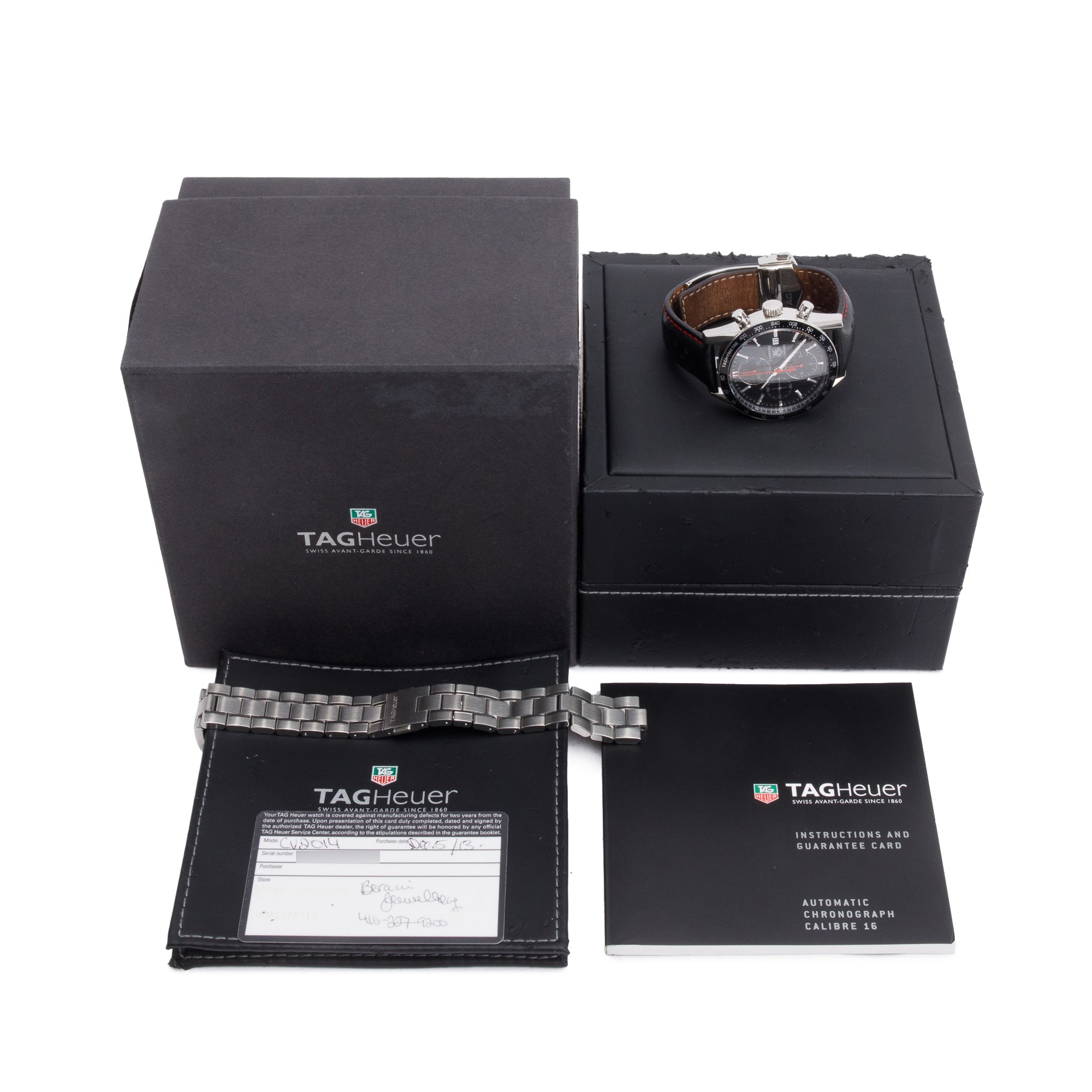 Tag Heuer Stainless Steel Carrera Calibre 16 41 MM Automatic Chronograph Watch CV2014-3 w/ Box, Papers & Extra Strap