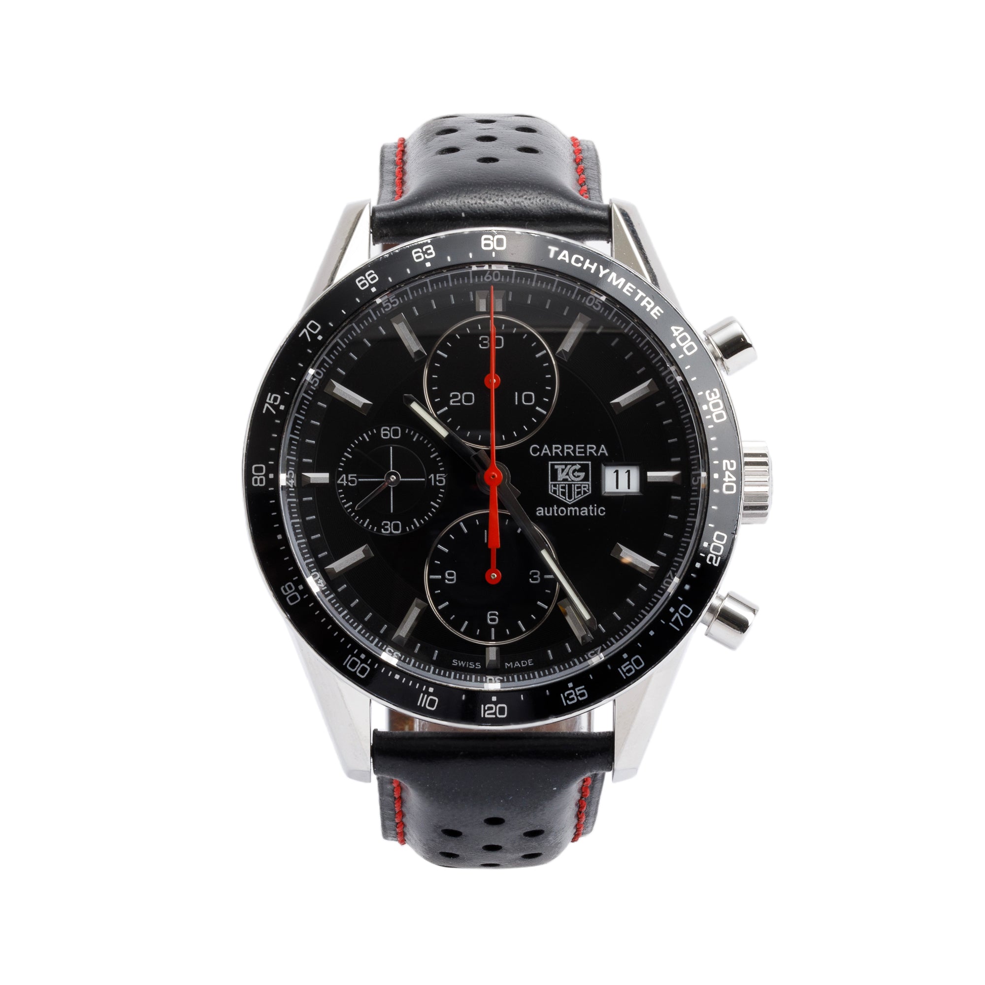 Tag Heuer Stainless Steel Carrera Calibre 16 41 MM Automatic Chronograph Watch CV2014-3 w/ Box, Papers & Extra Strap