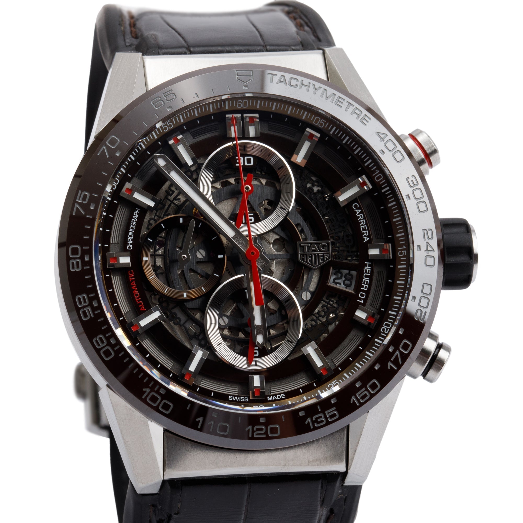 Tag Heuer Stainless Steel Carrera Calibre Heuer 01 43 MM Automatic Chronograph Watch CAR201U-0