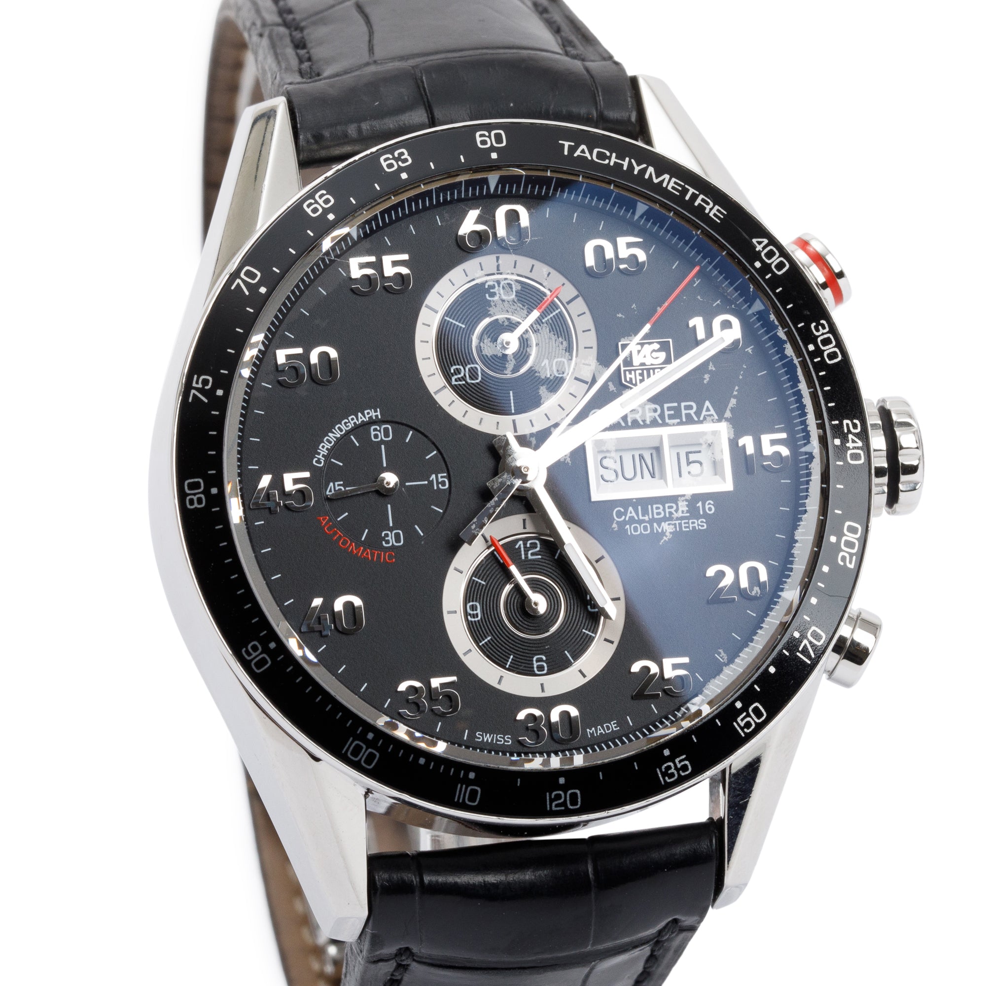 Tag Heuer Stainless Steel Carrera Day Date Calibre 16 43 MM Chronograph Automatic Watch