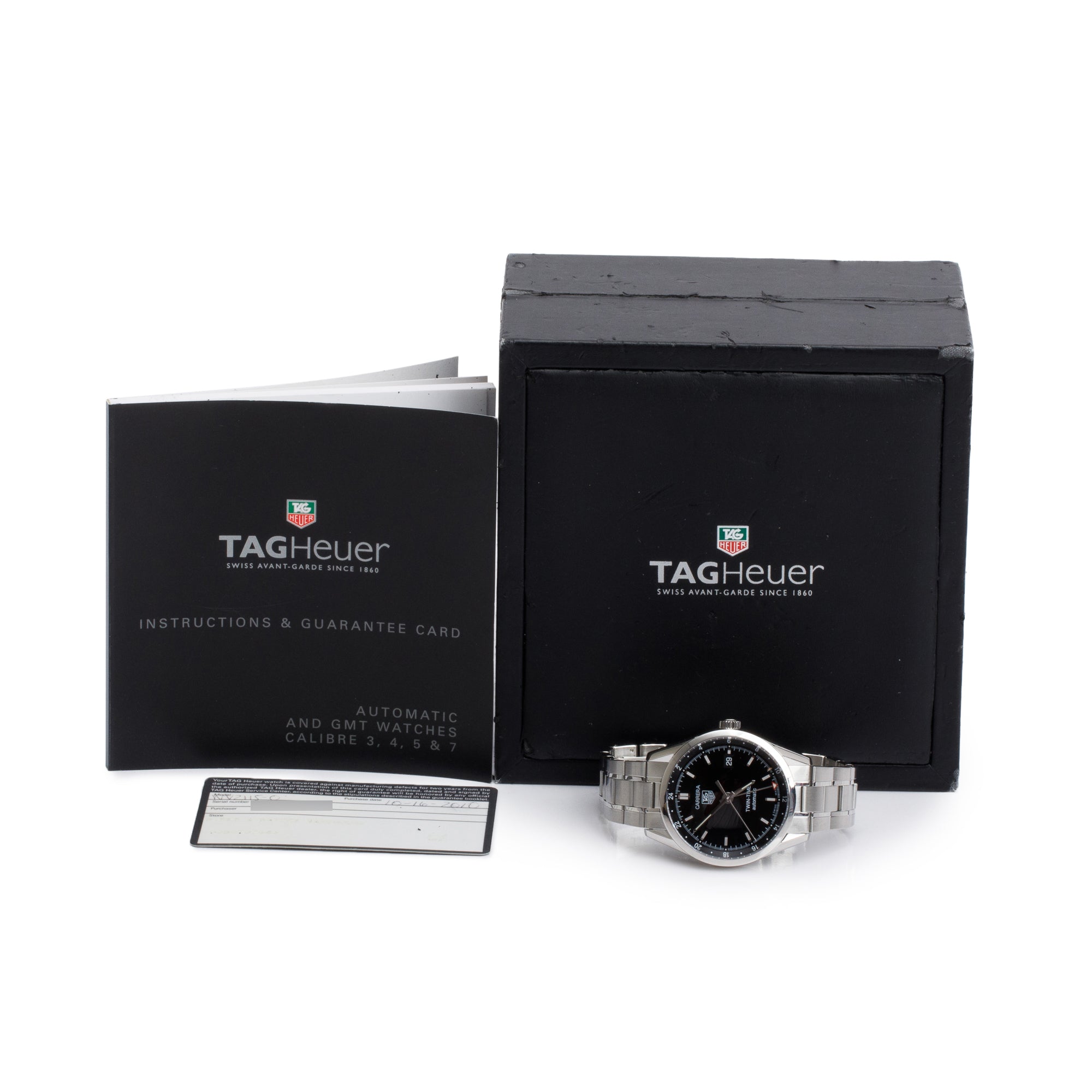 Tag Heuer Stainless Steel Carrera Twin-Time 39 MM Automatic Watch WV2115-0 w/ Box & Papers