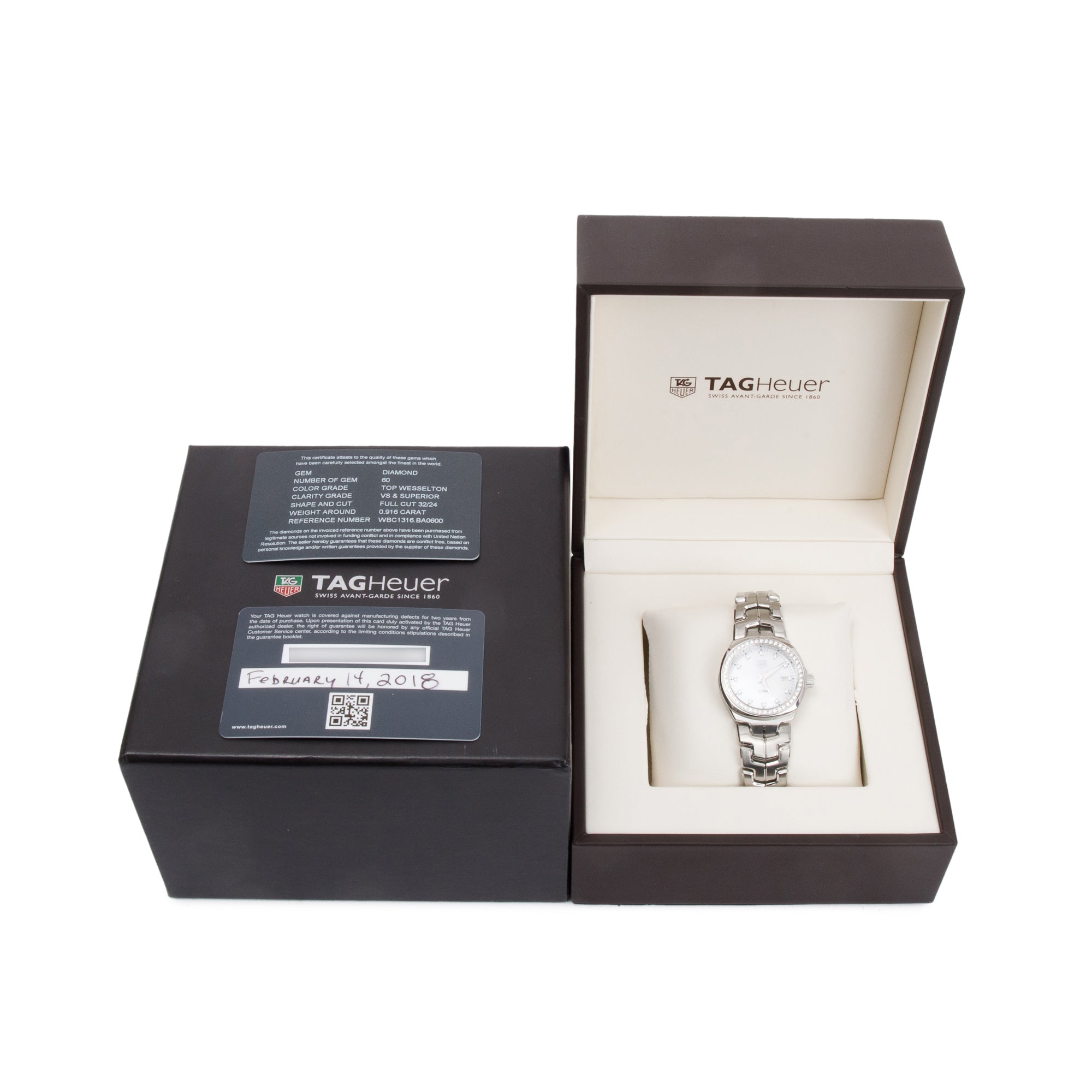 Tag Heuer Stainless Steel Diamond Bezel & Dial 32 MM Link Watch w/ Box & Papers