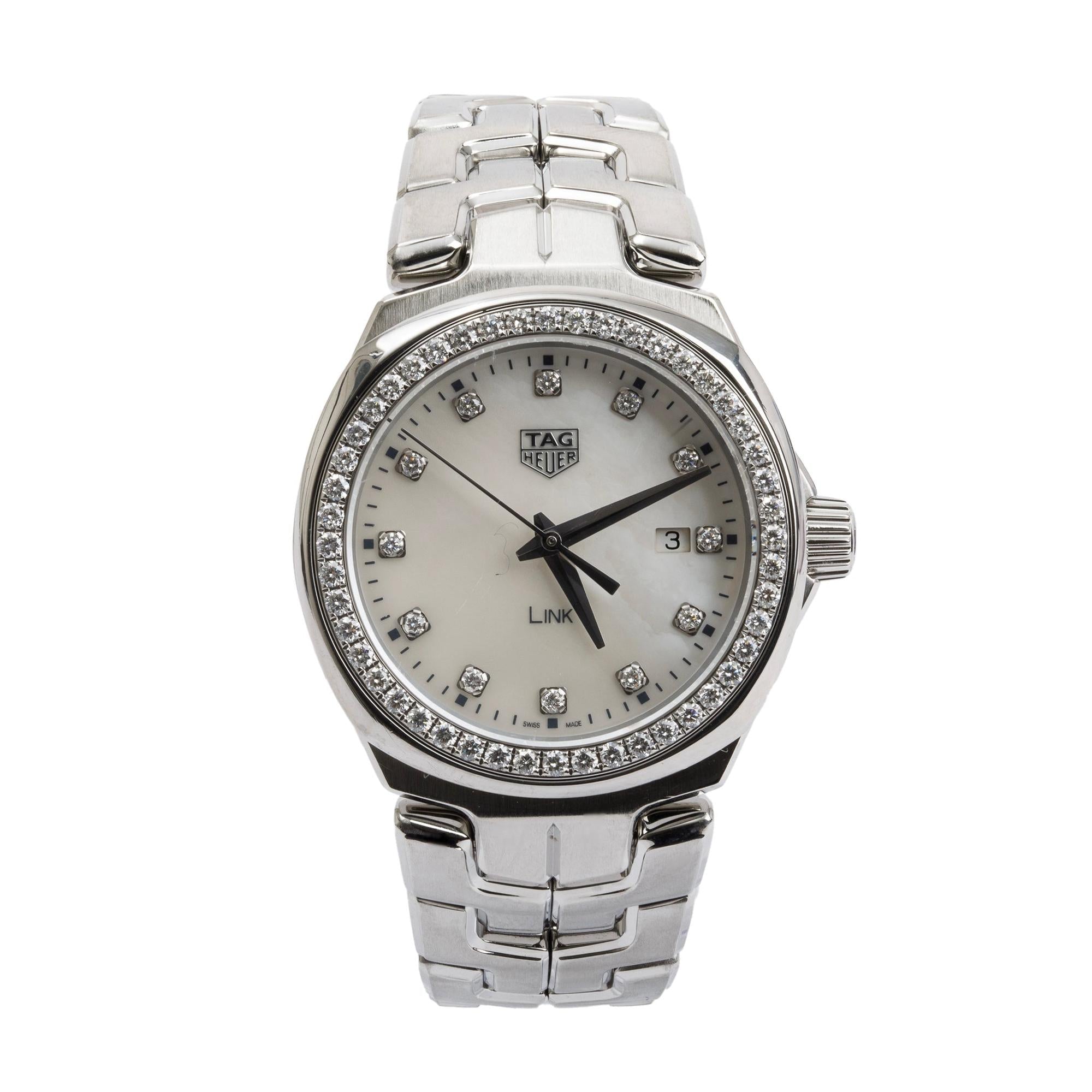 Tag Heuer Stainless Steel Diamond Bezel & Dial 32 MM Link Watch w/ Box & Papers