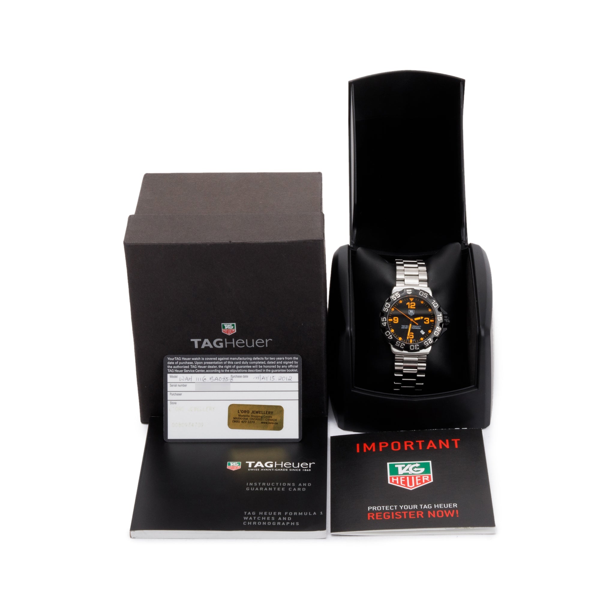 Tag Heuer Stainless Steel Formula 1 41 MM Watch w/ Box & Papers