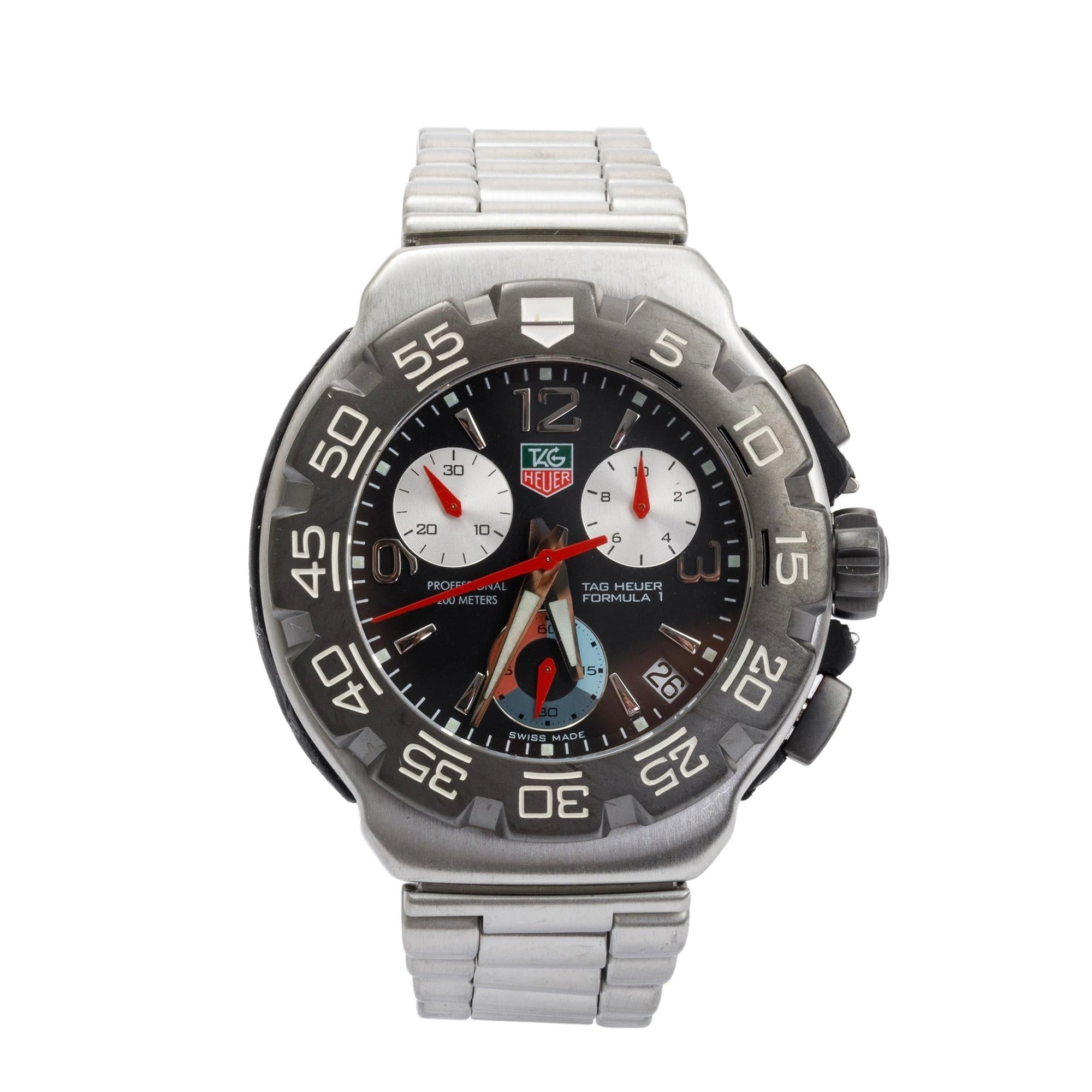 Tag Heuer Stainless Steel Formula 1 41MM Chronograph Quartz Watch w/ Box