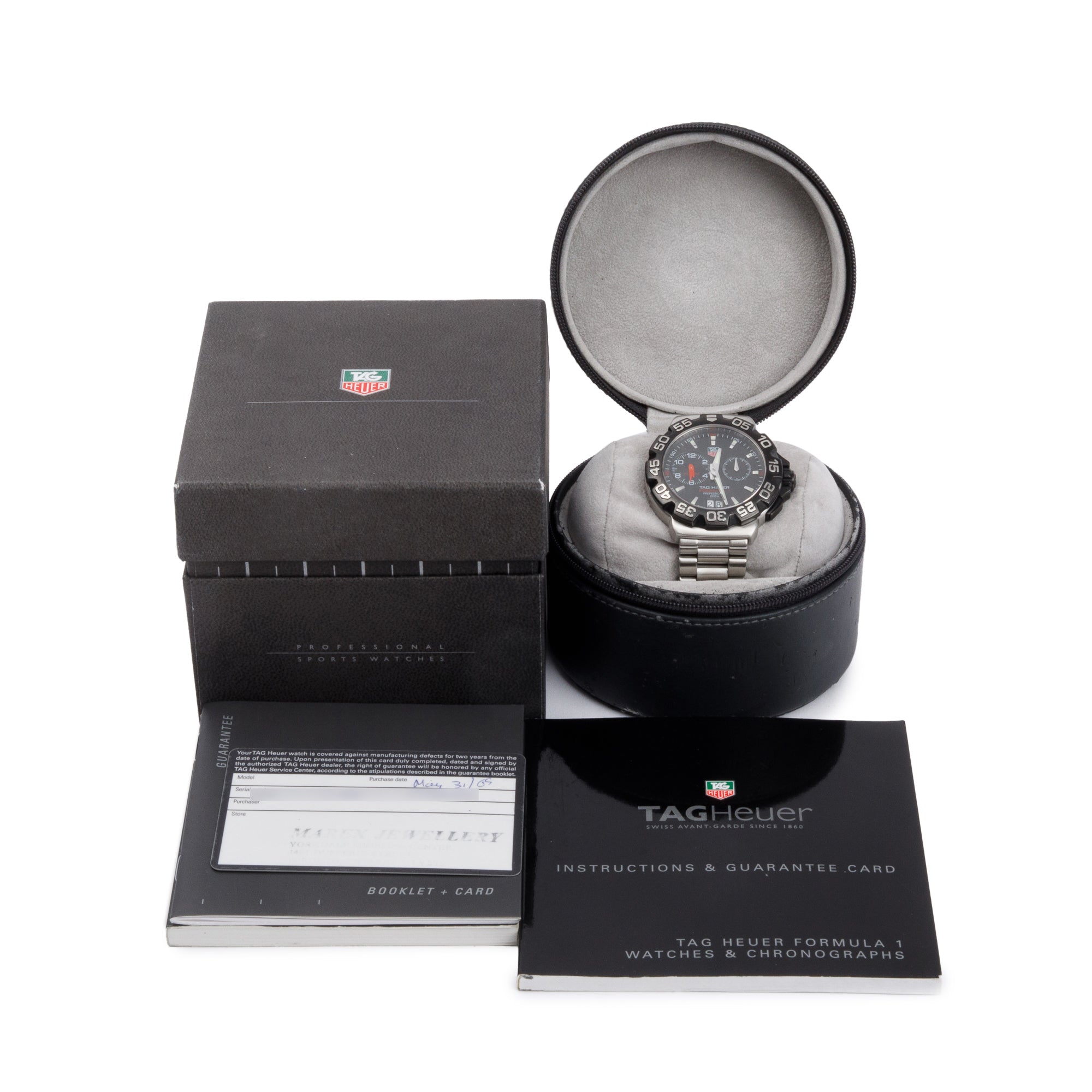 Tag Heuer Stainless Steel Formula 1 42 MM Chronograph Alarm Watch WAH111A w/ Box & Papers