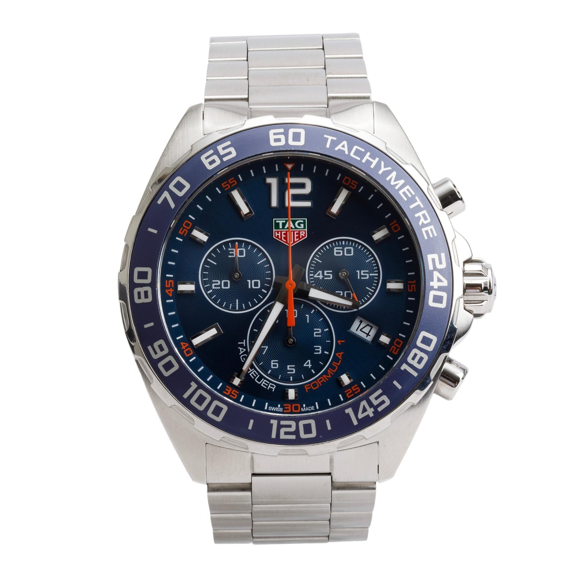 Tag Heuer Stainless Steel Formula 1 43 MM Chronograph Quartz Watch CAZ1014 w/ Box & Papers
