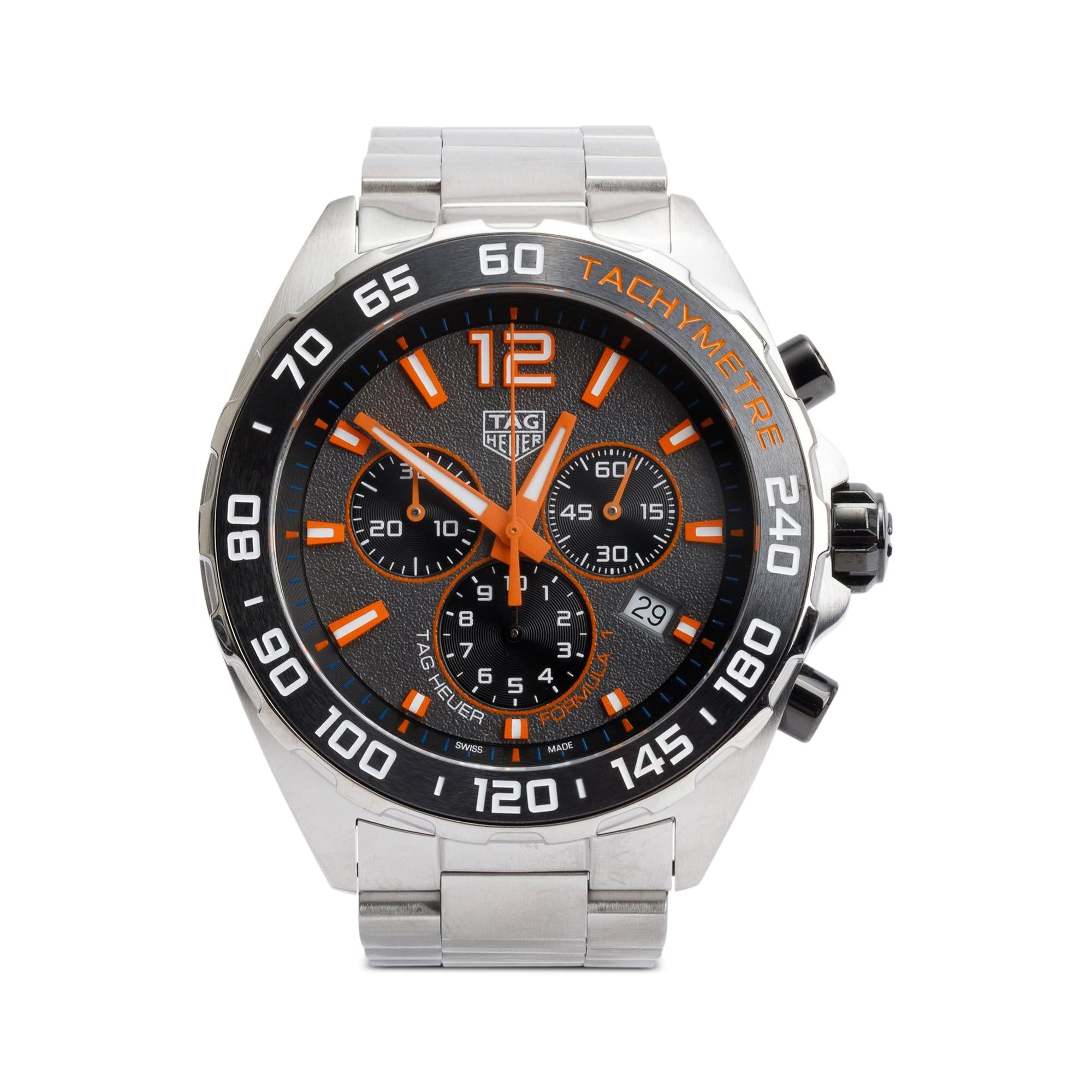 Tag Heuer Stainless Steel Formula 1 43 MM Chronograph Quartz Watch CAZ101AH w/ Box & Papers