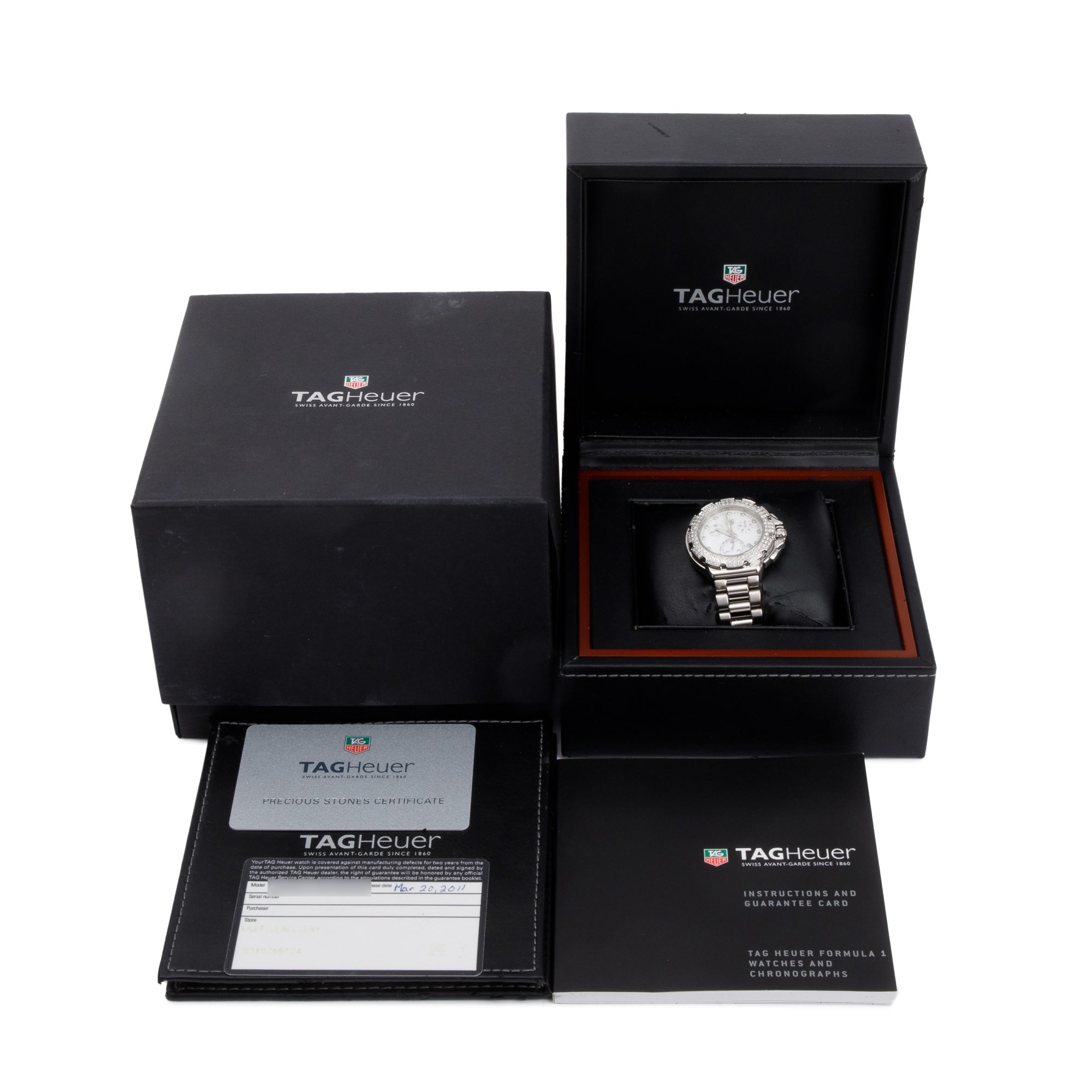 Tag Heuer Stainless Steel Formula 1 Diamond Bezel & Dial 37 MM Chronograph Watch CAC1310 w/ Box & Papers