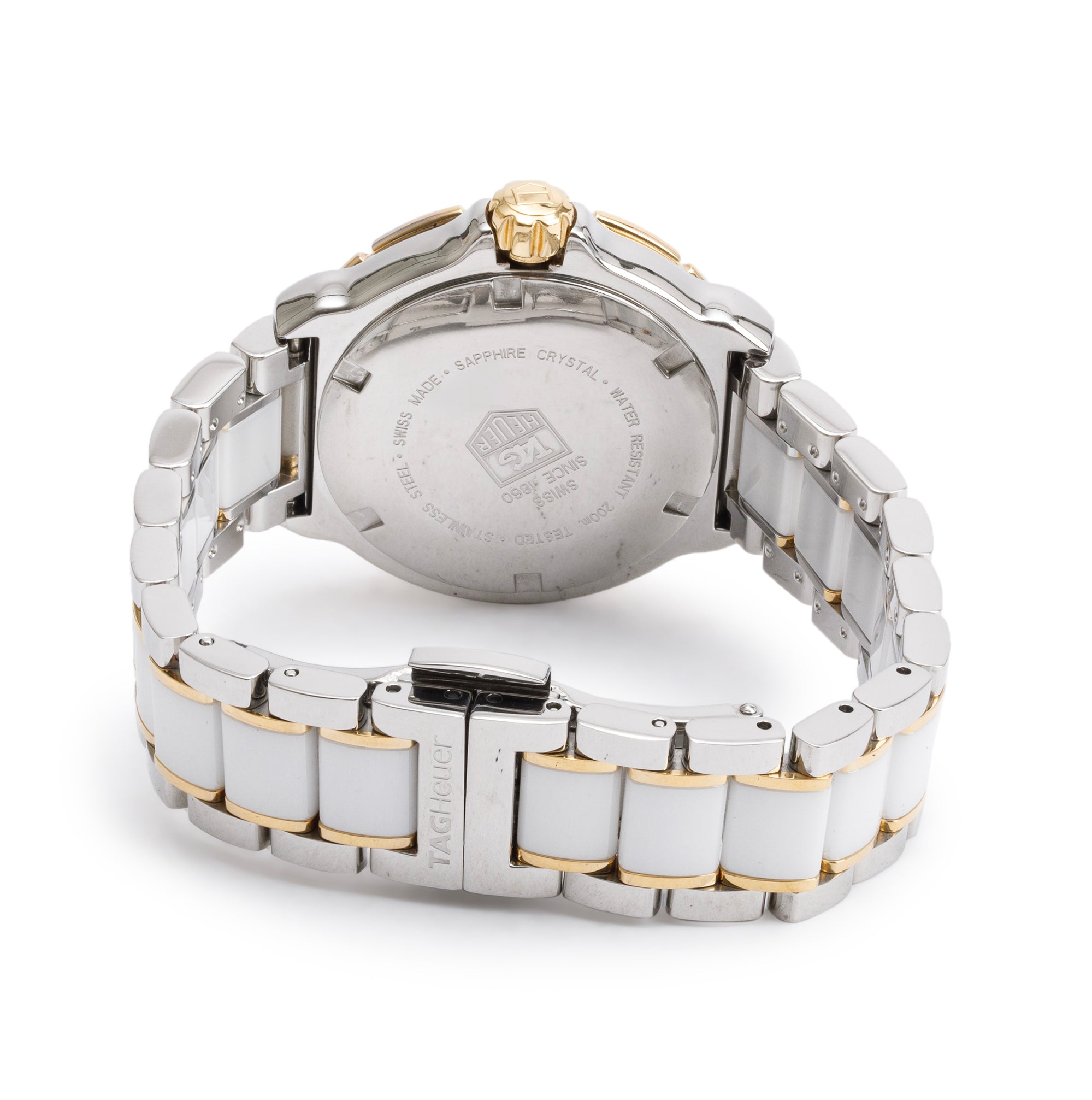 Tag Heuer Stainless Steel & Gold Plated White Ceramic Diamond Bezel & Dial Formula 1 37 MM Watch w/ Box & Papers