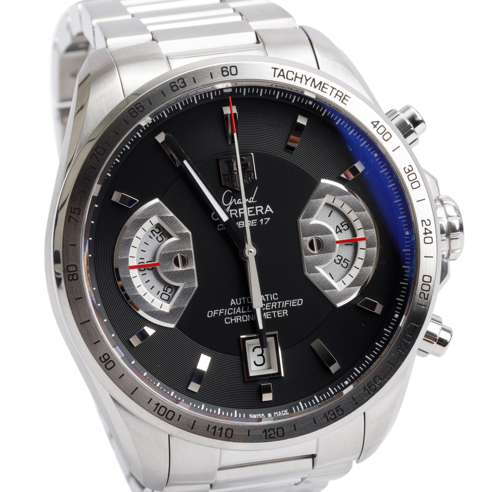 Tag Heuer Stainless Steel Grand Carrera Chronograph 43 MM Watch CAV511A w/ Box & Papers