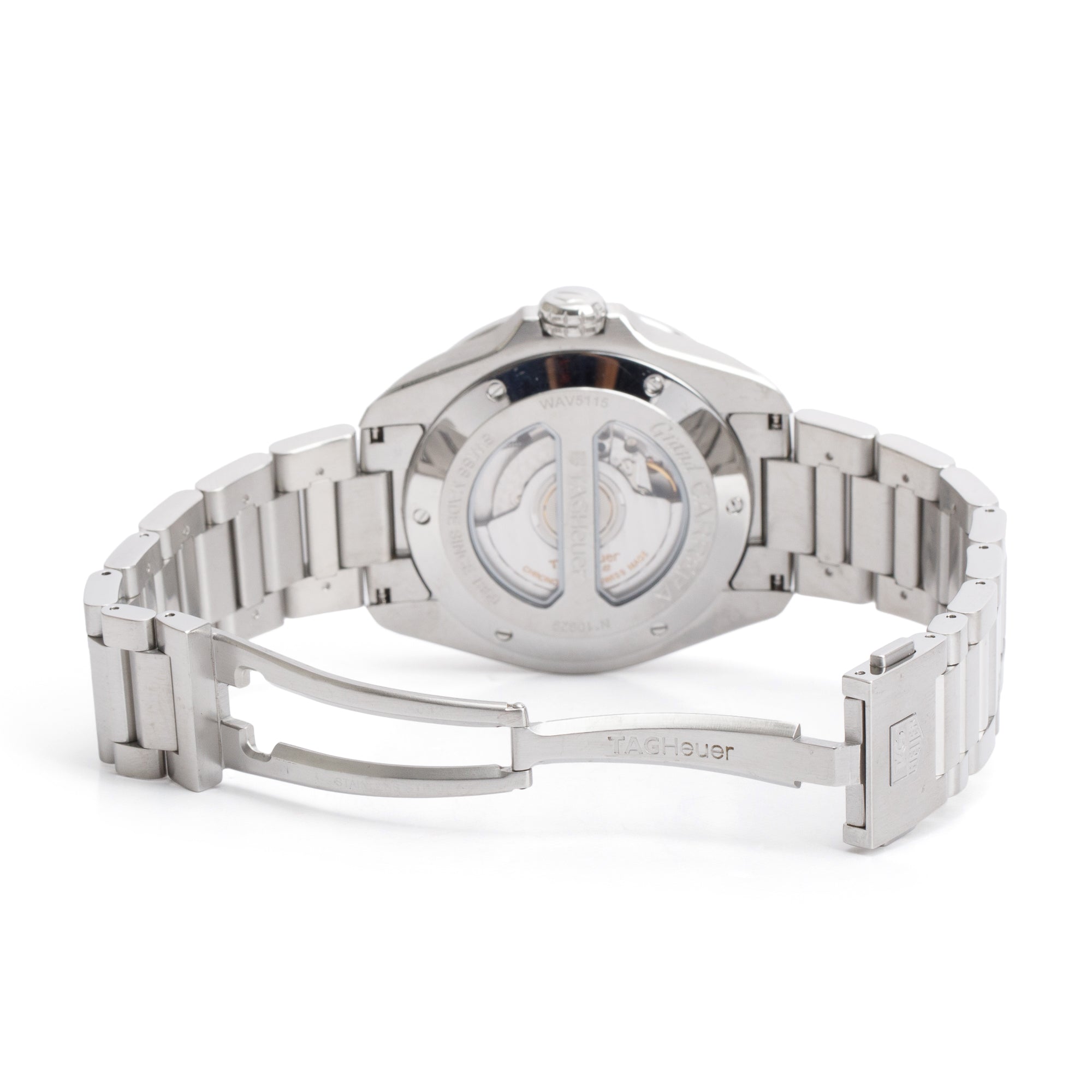 Tag Heuer Stainless Steel Grand Carrera Diamond Bezel 42.5 MM Automatic Watch Black Dial WAV5115