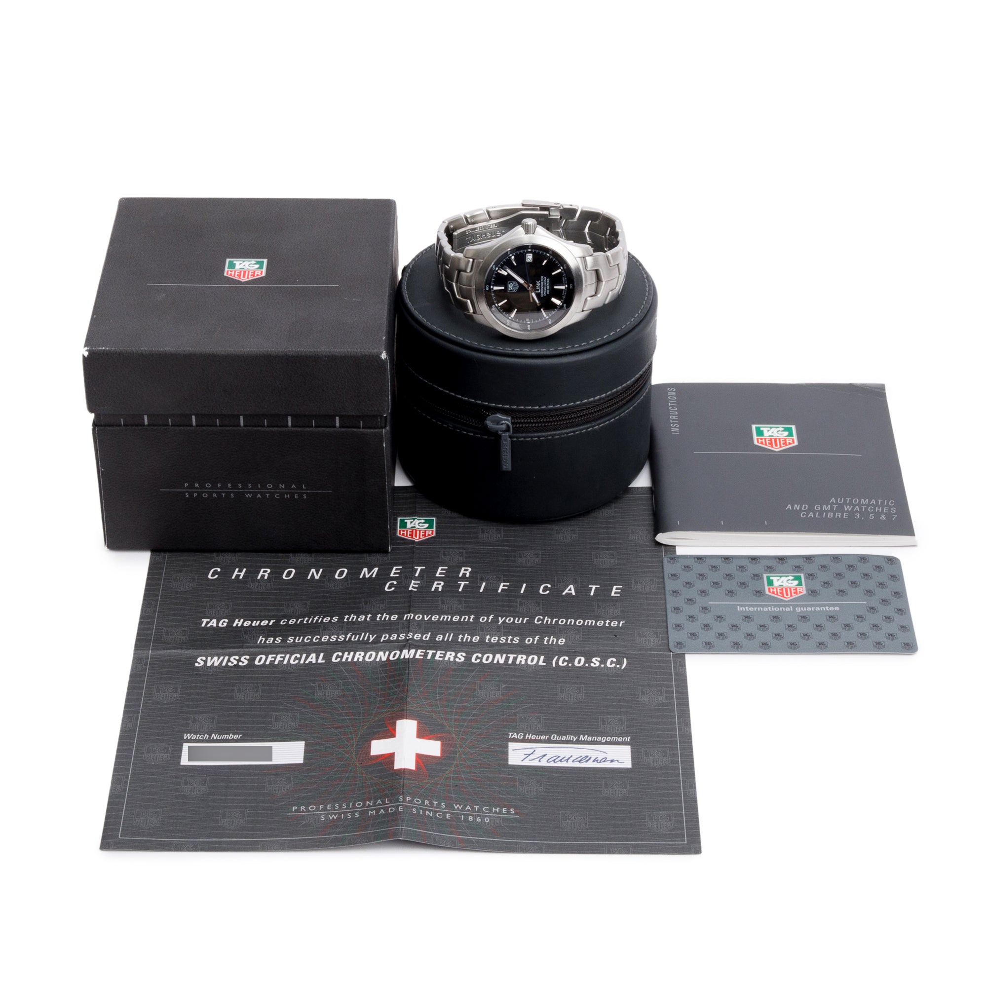 Tag Heuer Stainless Steel Link 39 MM Automatic Watch WJF5110 w/ Box & Papers