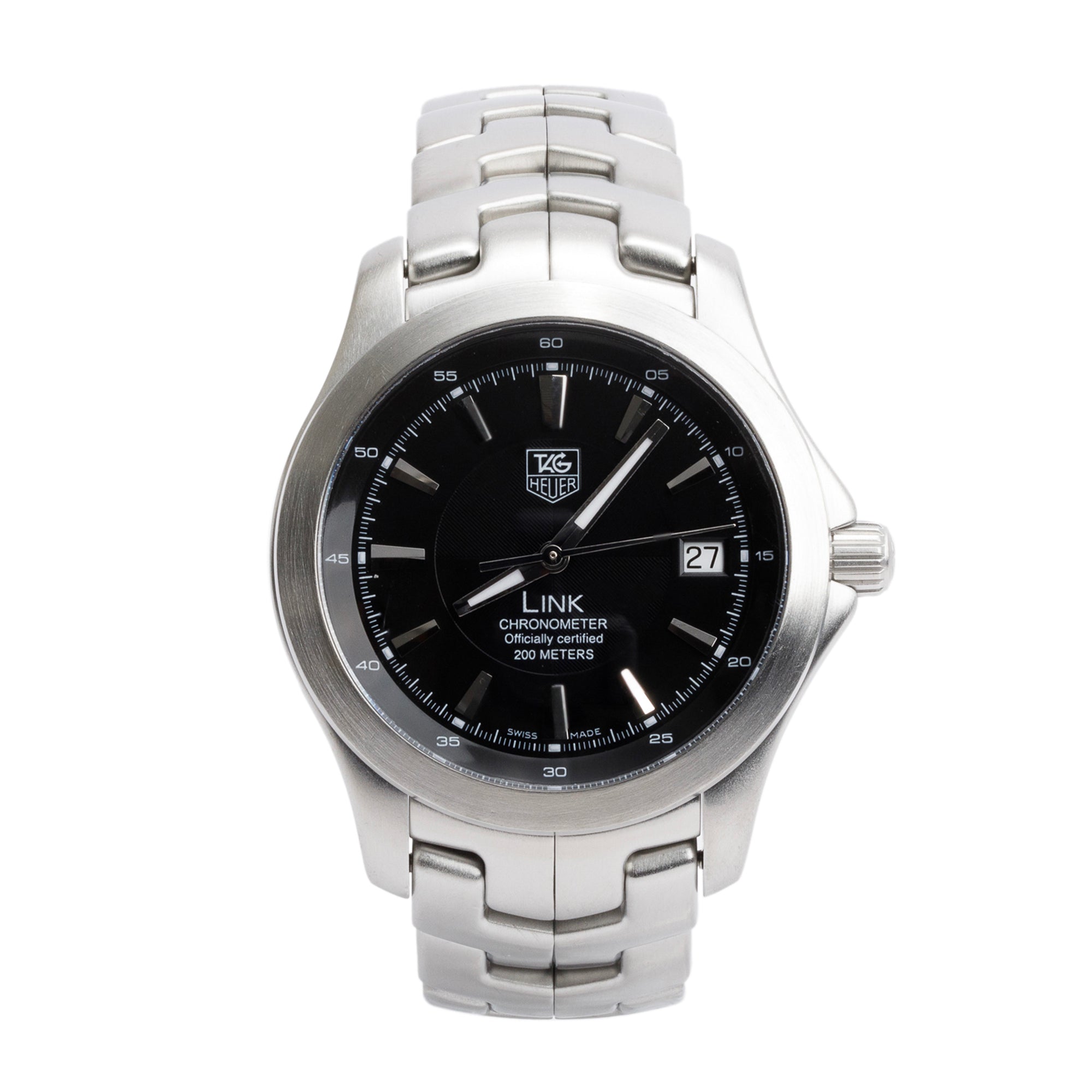 Tag Heuer Stainless Steel Link 39 MM Automatic Watch WJF5110 w/ Box & Papers