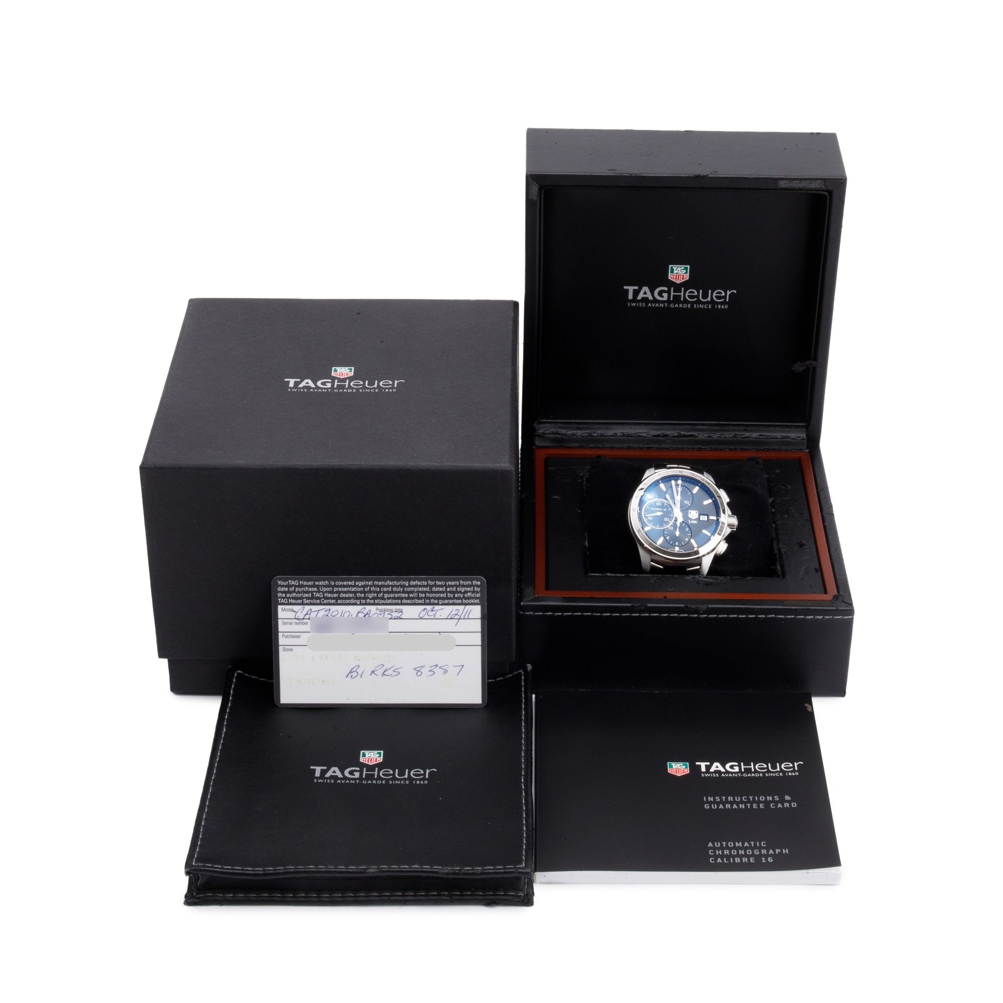 Tag Heuer Stainless Steel Link 43 MM Automatic Chronograph Watch CAT2010 w/ Box & Papers