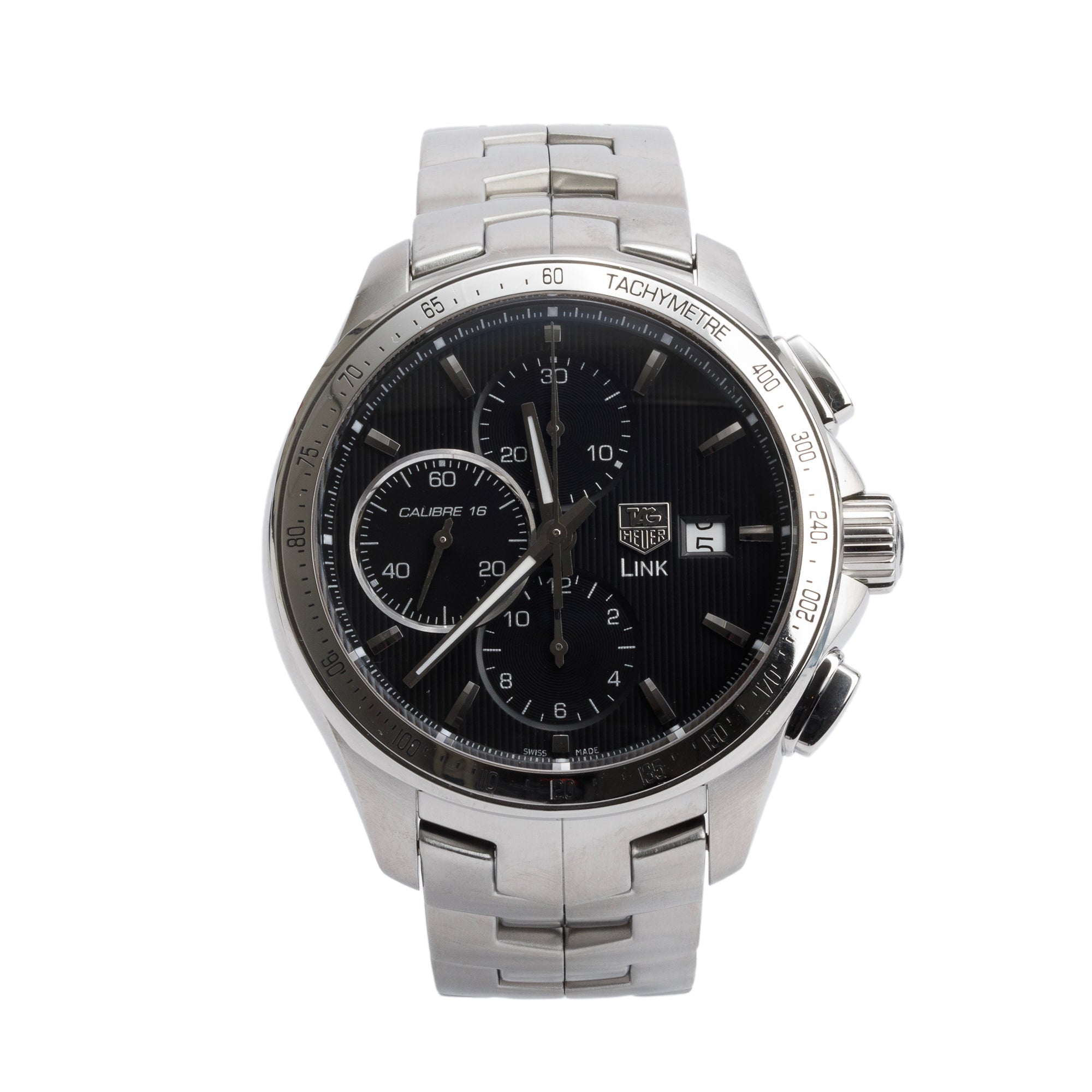 Tag Heuer Stainless Steel Link 43 MM Automatic Chronograph Watch CAT2010 w/ Box & Papers