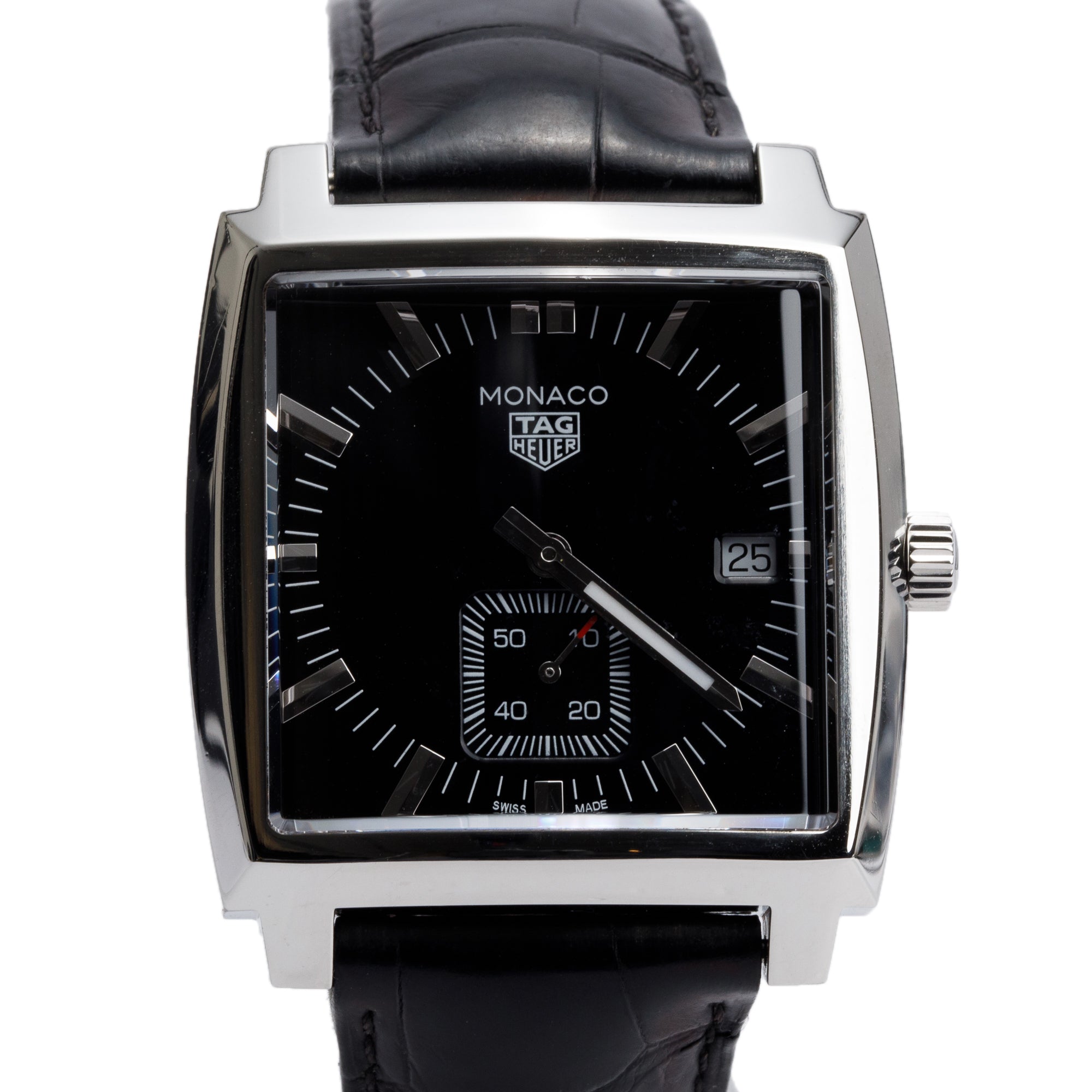 Tag Heuer Stainless Steel Monaco 37 MM Quartz Watch WAW131A w/ Box, Papers & Extra Strap