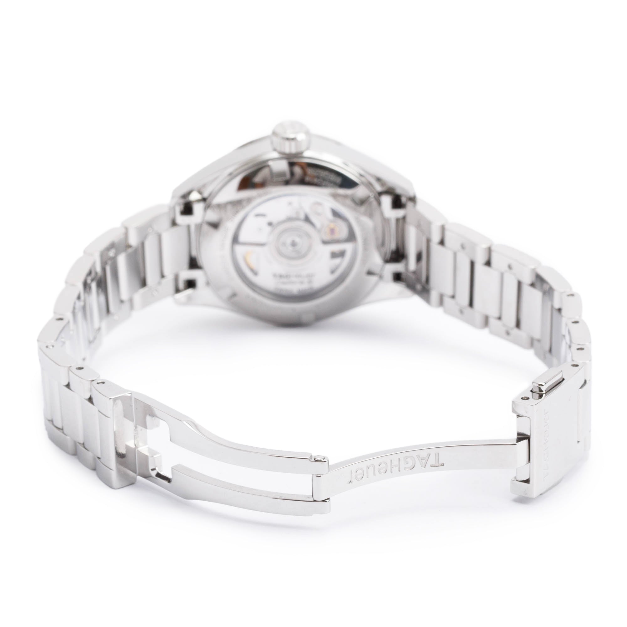 Tag Heuer Stainless Steel Mother of Pearl Diamond Dial Carrera 28 MM Automatic Watch WAR2414