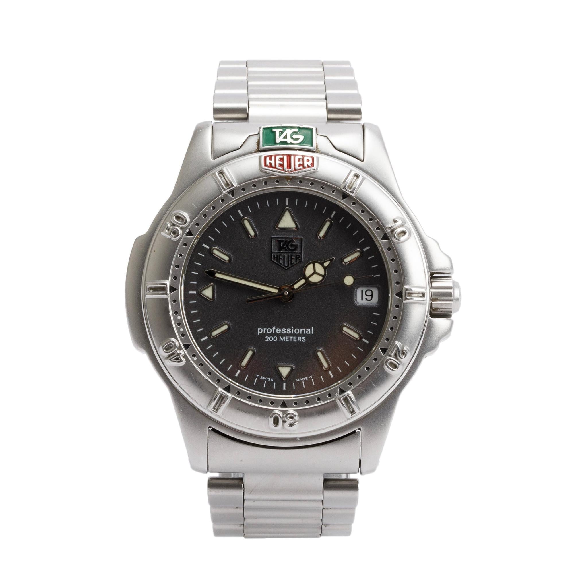 Tag Heuer Stainless Steel Professional 200 Meters 38 MM Watch WF1111-0