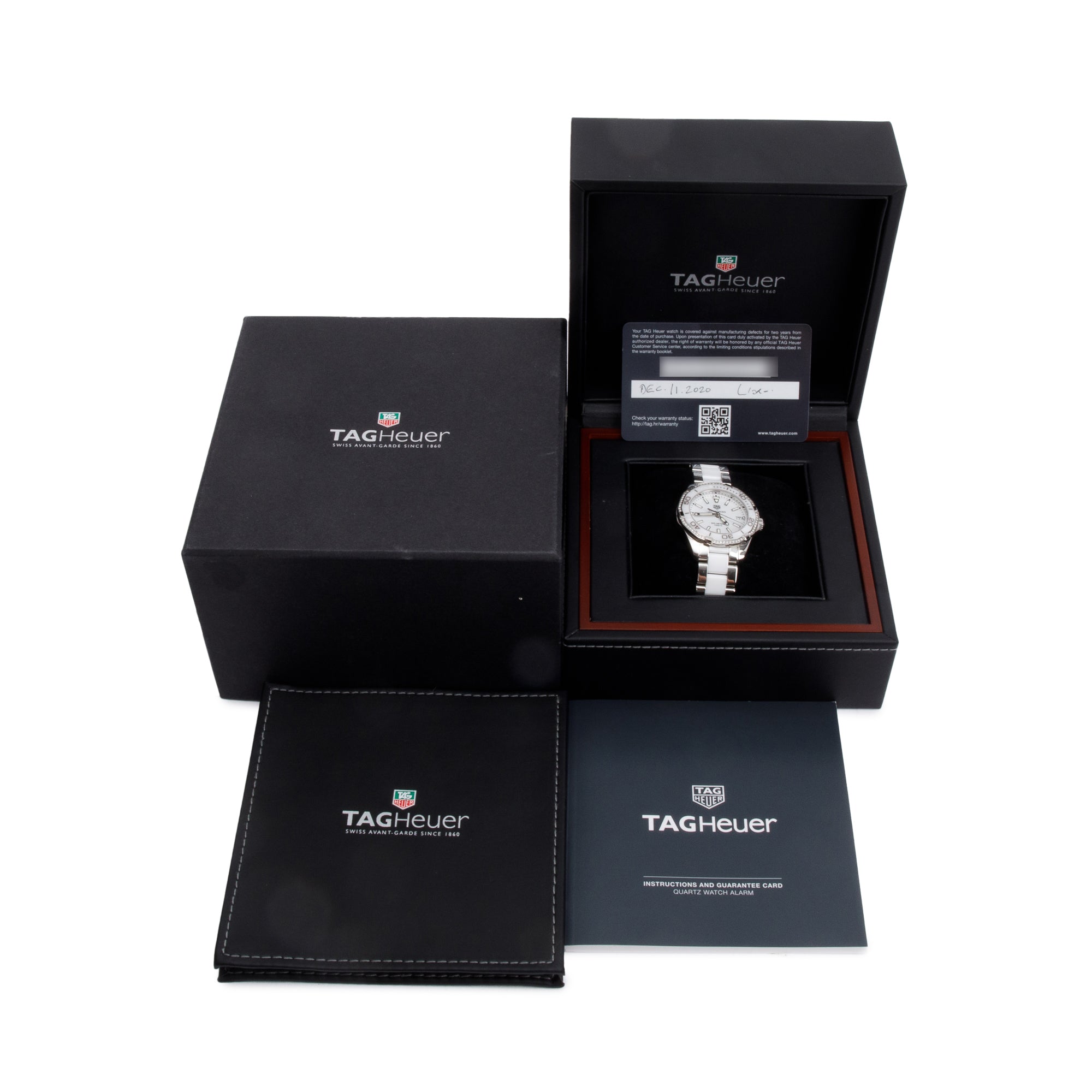 Tag Heuer Stainless Steel & White Ceramic Aquaracer Diamond Bezel 35 MM Watch WAY131H w/ Box & Papers