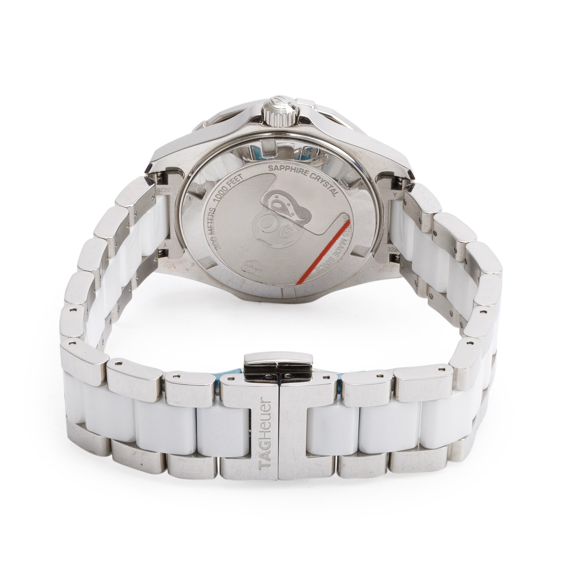 Tag Heuer Stainless Steel & White Ceramic Aquaracer Diamond Bezel 35 MM Watch WAY131H w/ Box & Papers