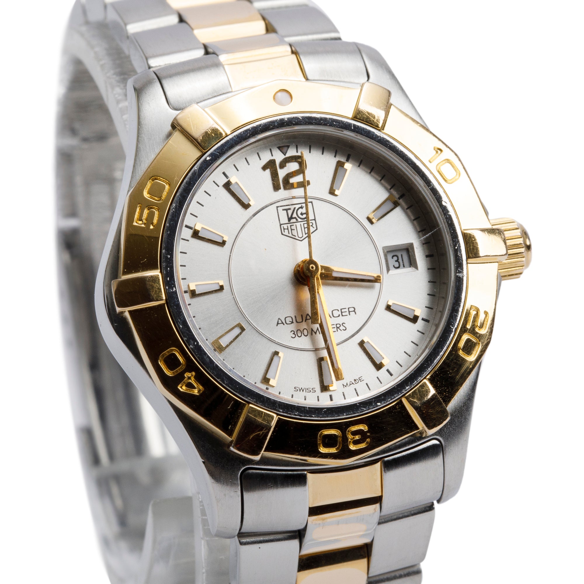 Tag Heuer Stainless Steel & Yellow Gold Plated Aquaracer 27 MM Quartz Watch WAF1420