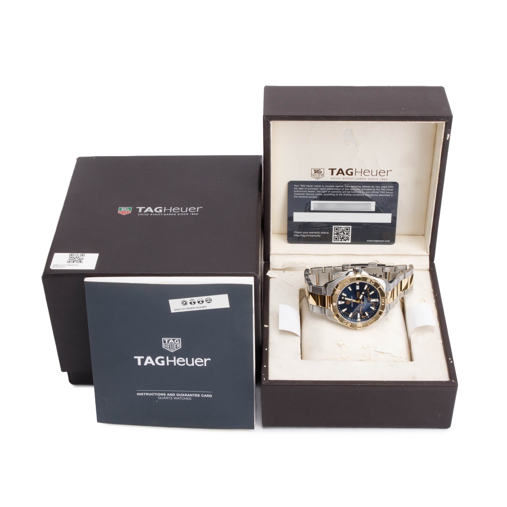 Tag Heuer Stainless Steel & Yellow Gold Plated Caribbean Edition Aquaracer 41 MM Quartz Watch WBD1121 w/ Box & Papers