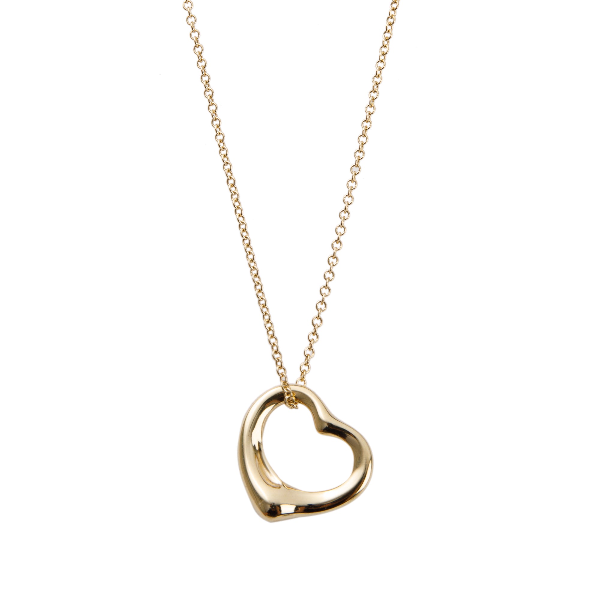 Tiffany & Co. 18k Gold Elsa Peretti Open Heart Pendant Necklace, 16mm