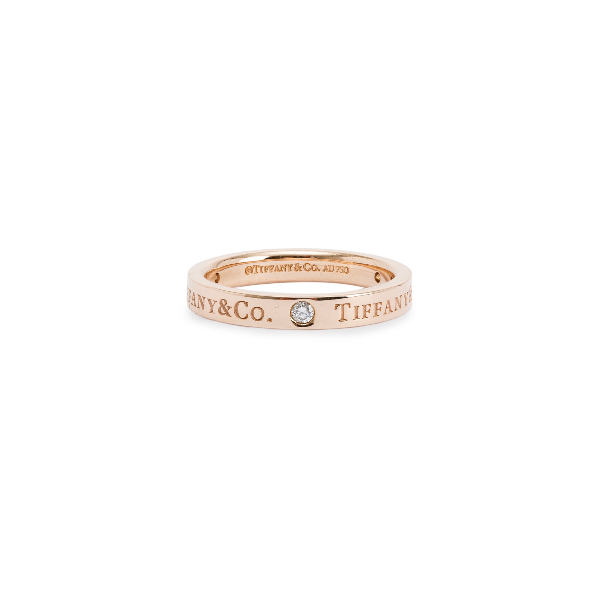 Tiffany & Co. 18k Rose Gold 3 Diamond Band Ring