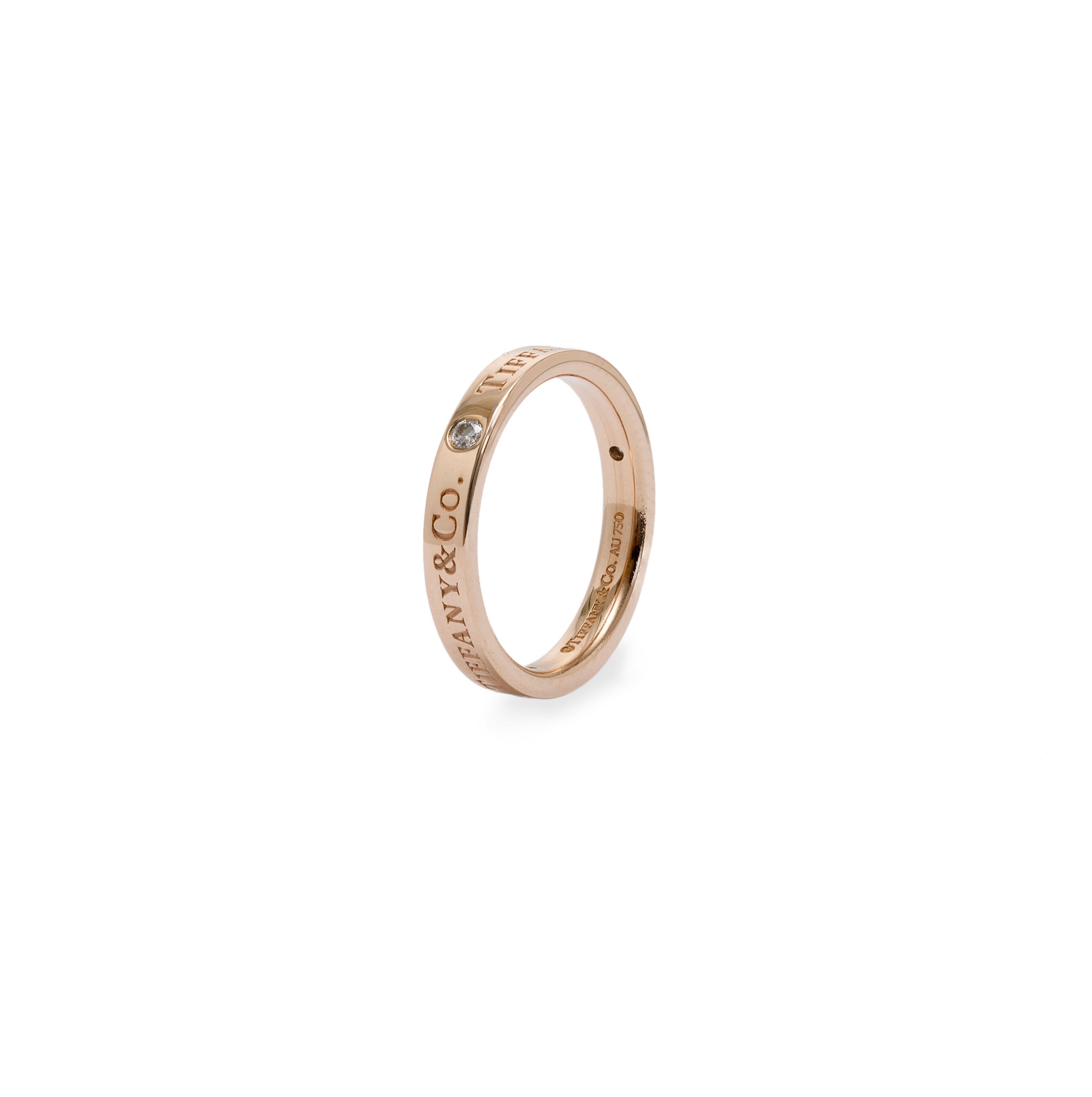 Tiffany & Co. 18k Rose Gold 3 Diamond Band Ring