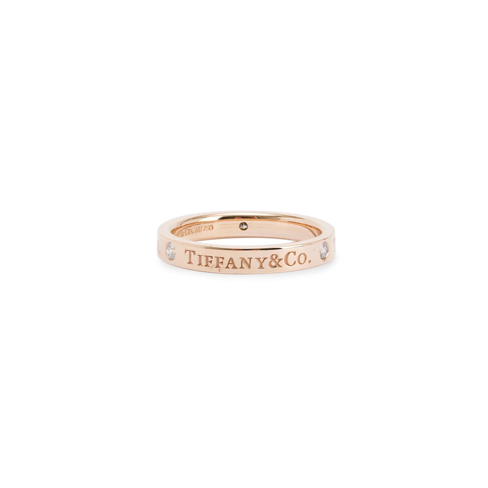 Tiffany & Co. 18k Rose Gold 3 Diamond Band Ring