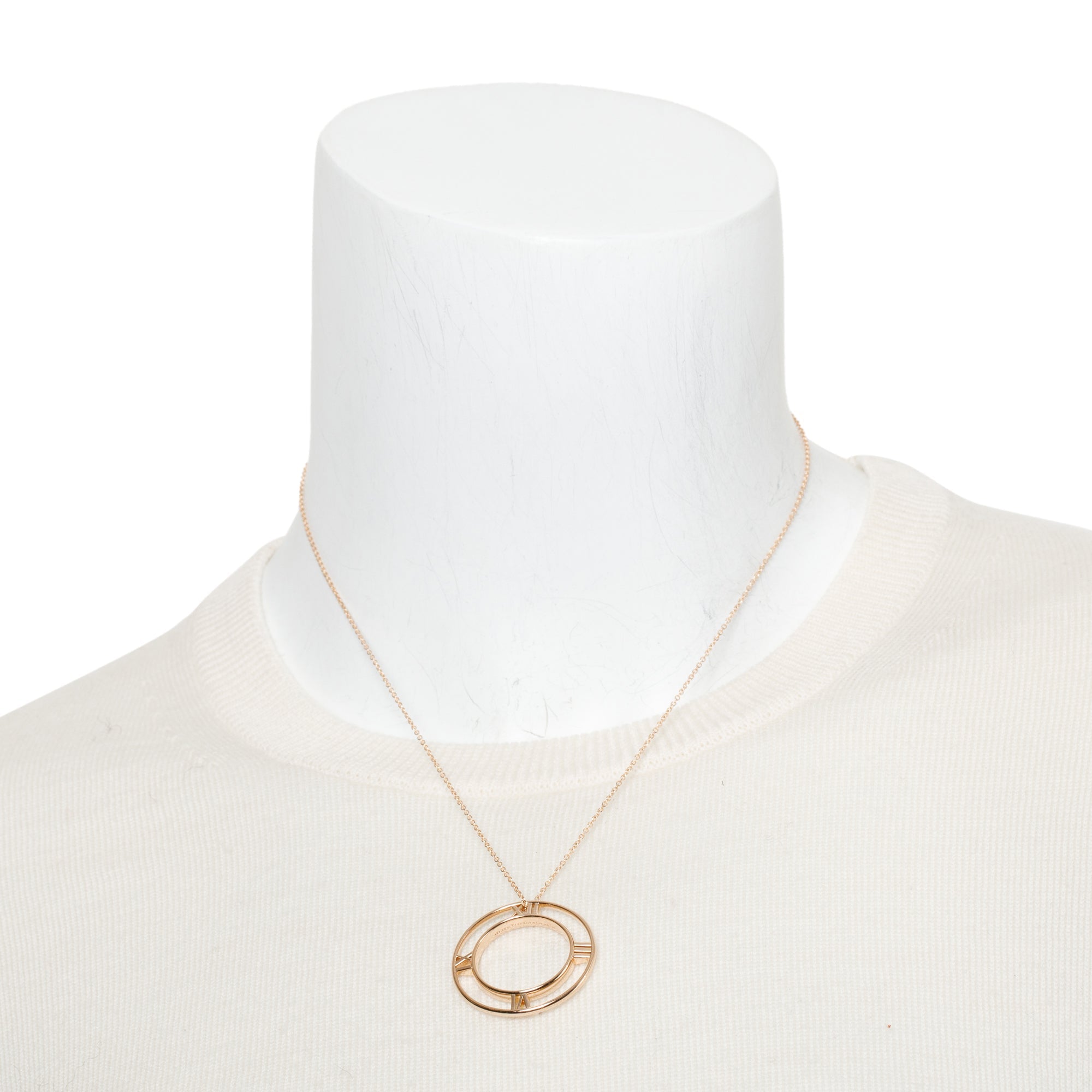 Tiffany & Co. 18k Rose Gold Atlas Open Circle Pendant Necklace w/ Box