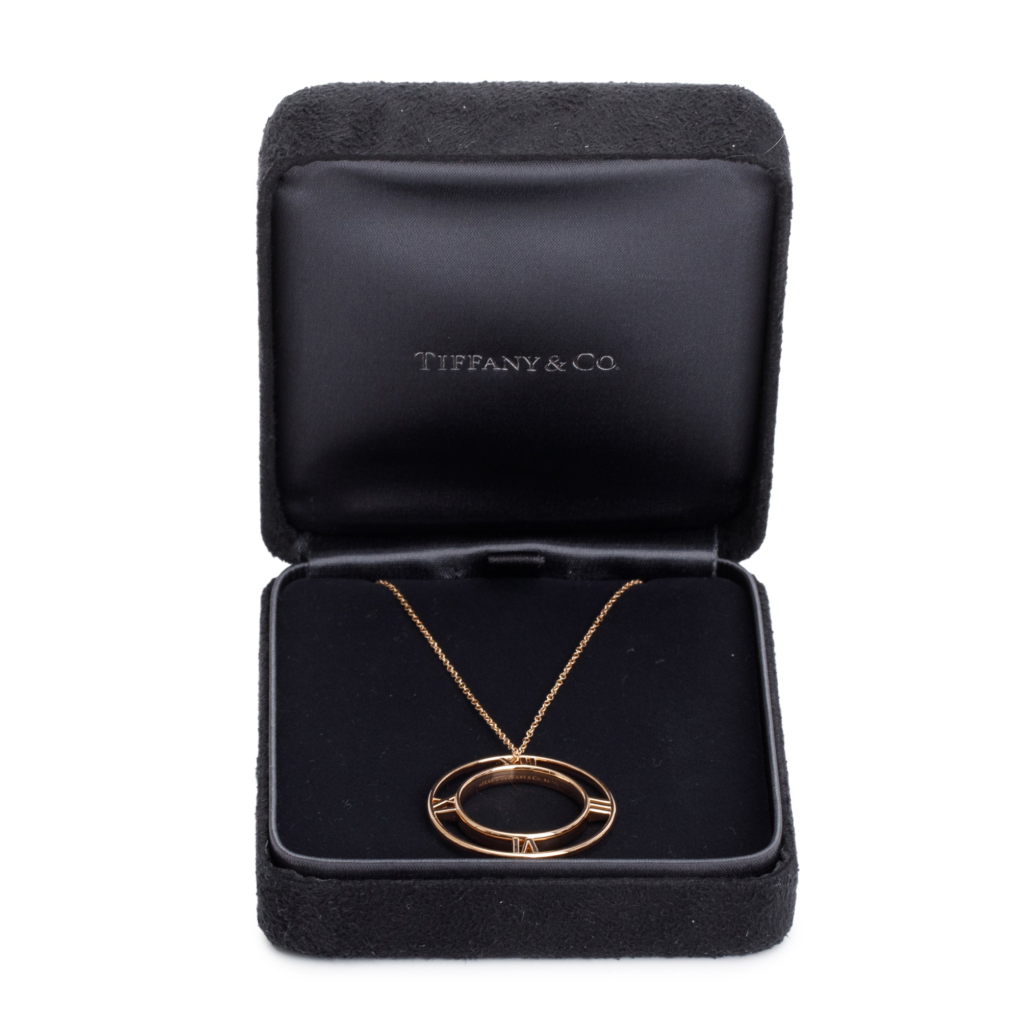 Tiffany & Co. 18k Rose Gold Atlas Open Circle Pendant Necklace w/ Box