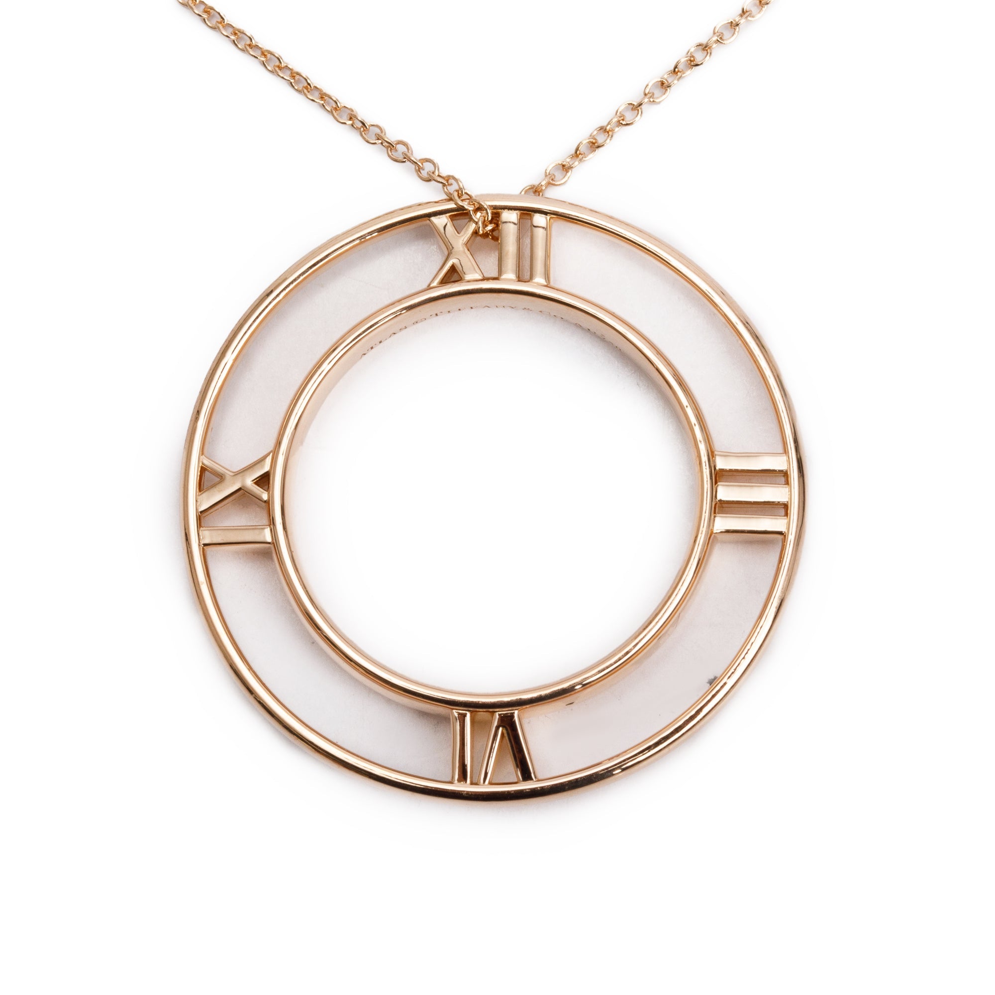 Tiffany & Co. 18k Rose Gold Atlas Open Circle Pendant Necklace w/ Box
