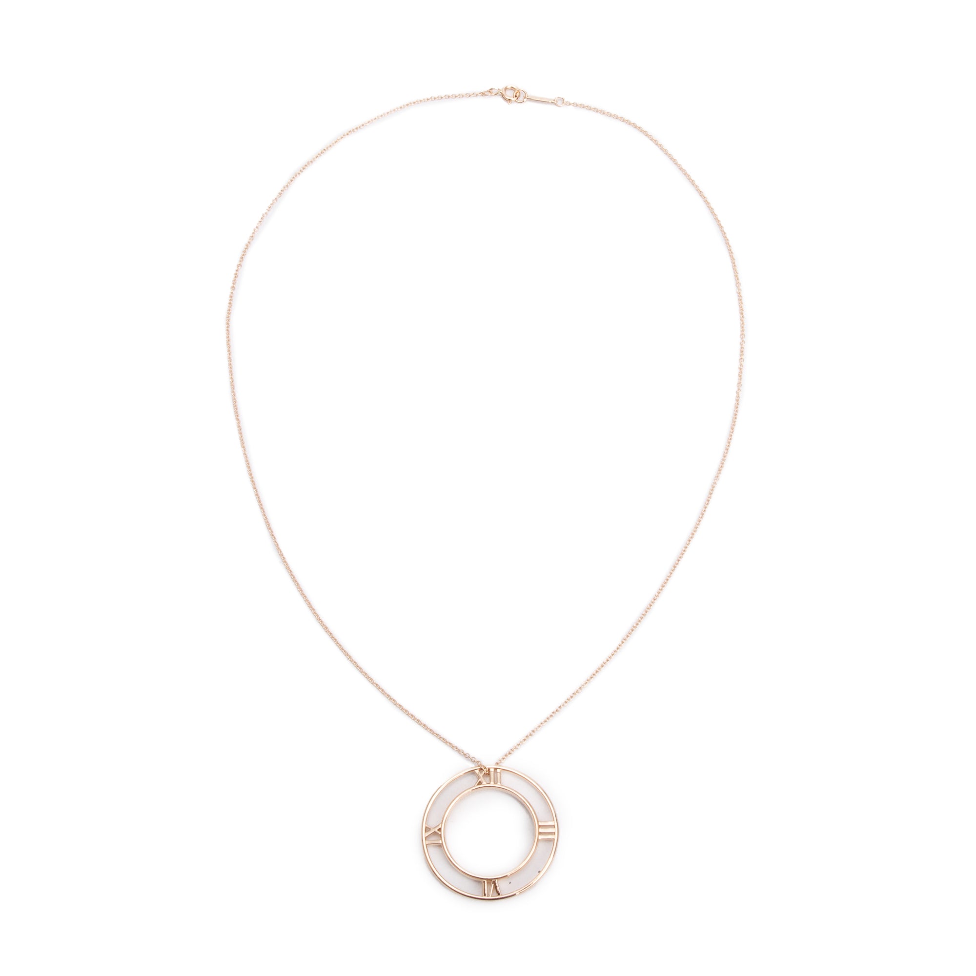 Tiffany & Co. 18k Rose Gold Atlas Open Circle Pendant Necklace w/ Box
