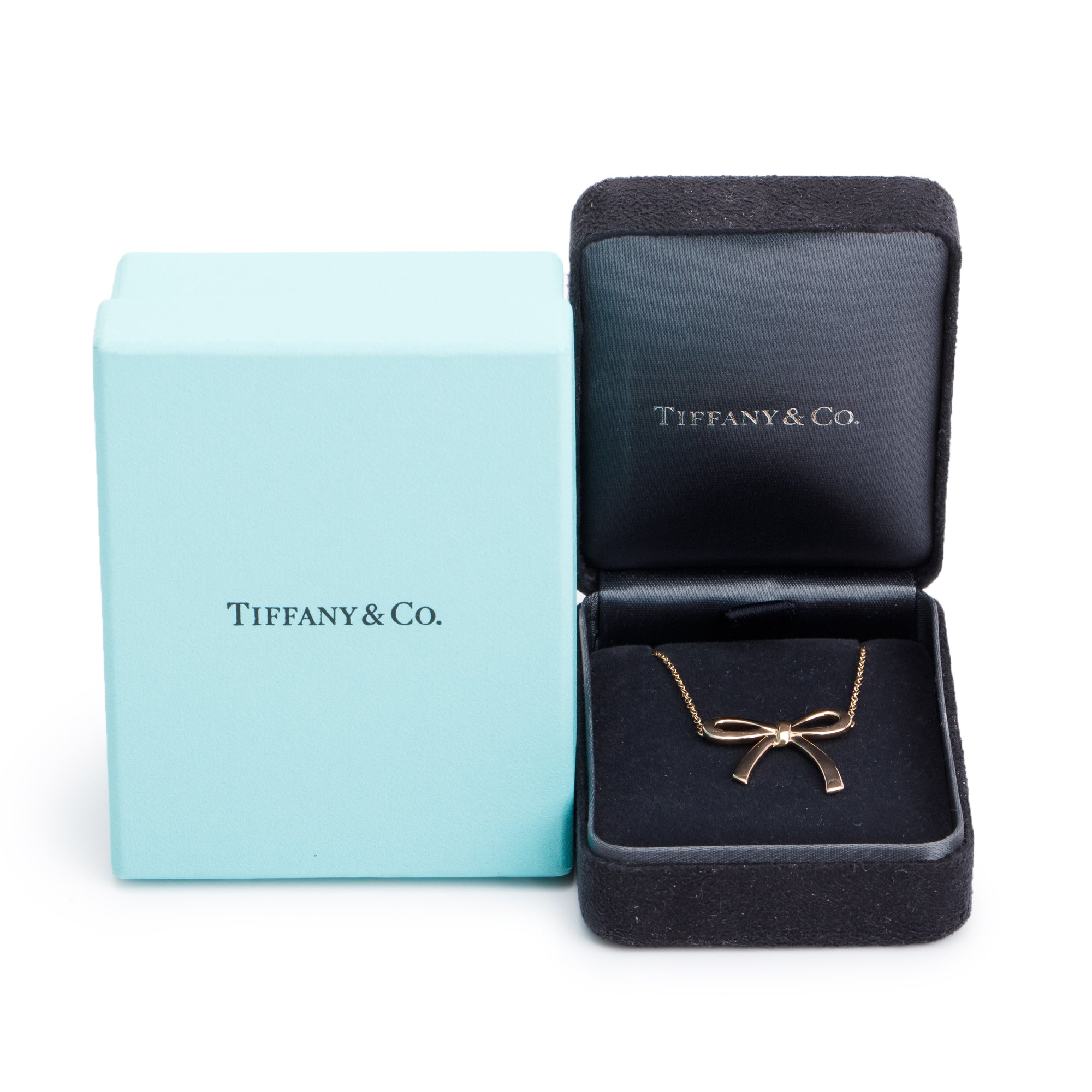 Tiffany & Co. 18k Rose Gold Bow Pendant Necklace w/ Box