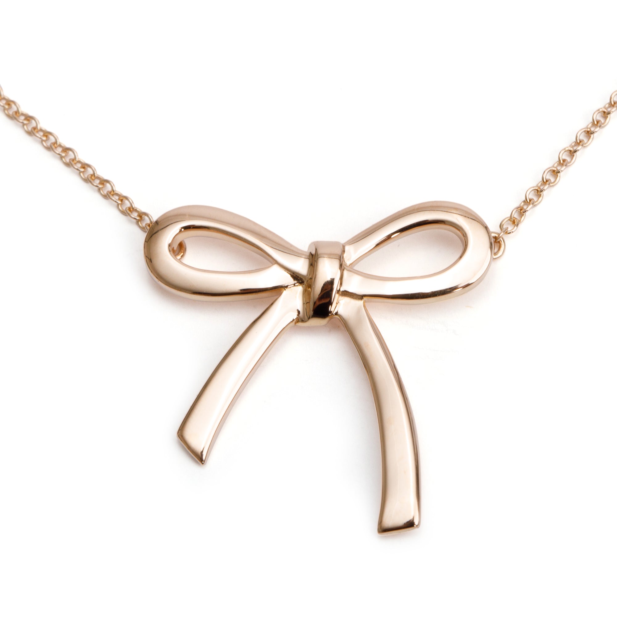 Tiffany & Co. 18k Rose Gold Bow Pendant Necklace w/ Box