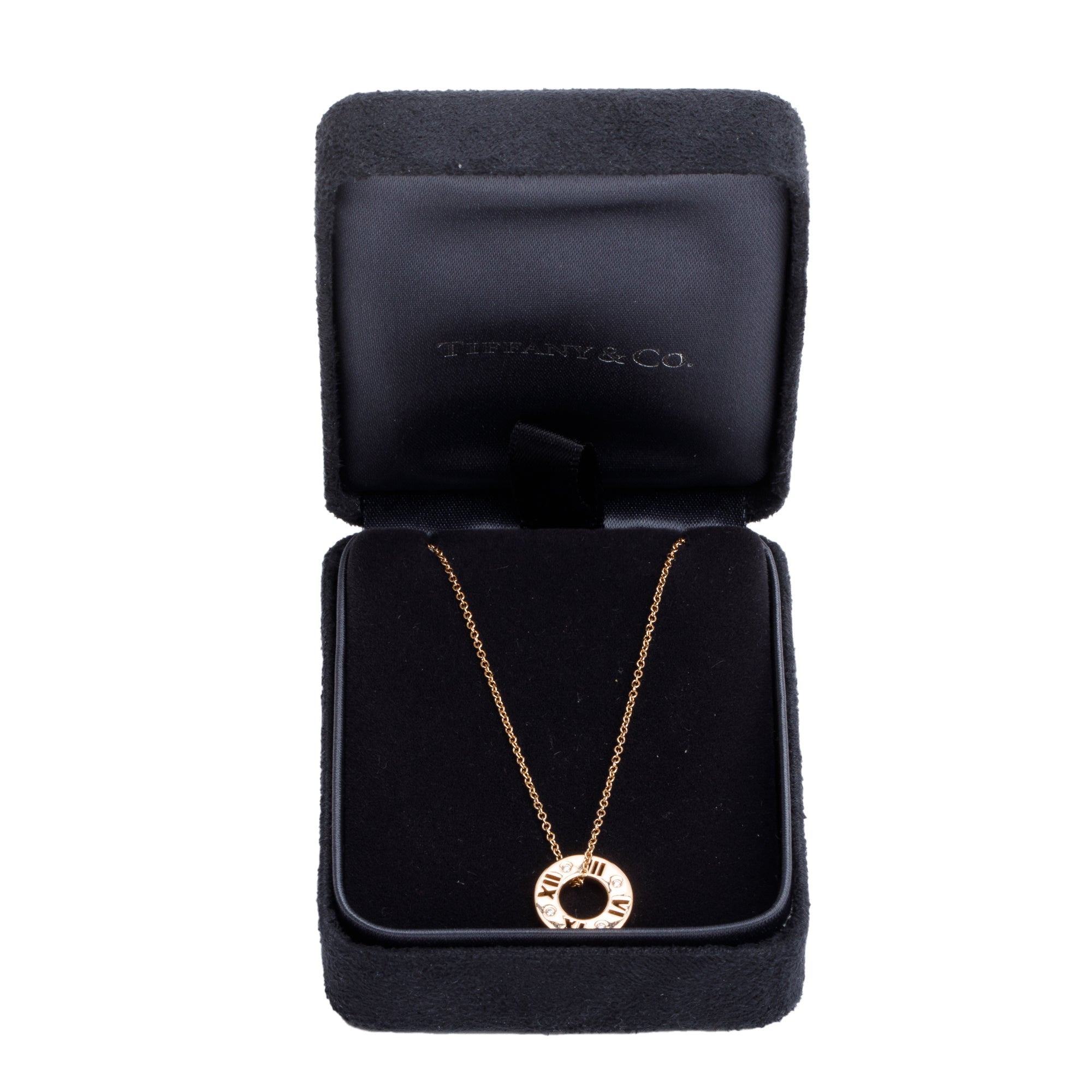 Tiffany & Co. 18k Rose Gold Diamond Atlas Pierced Pendant Necklace w/ Box