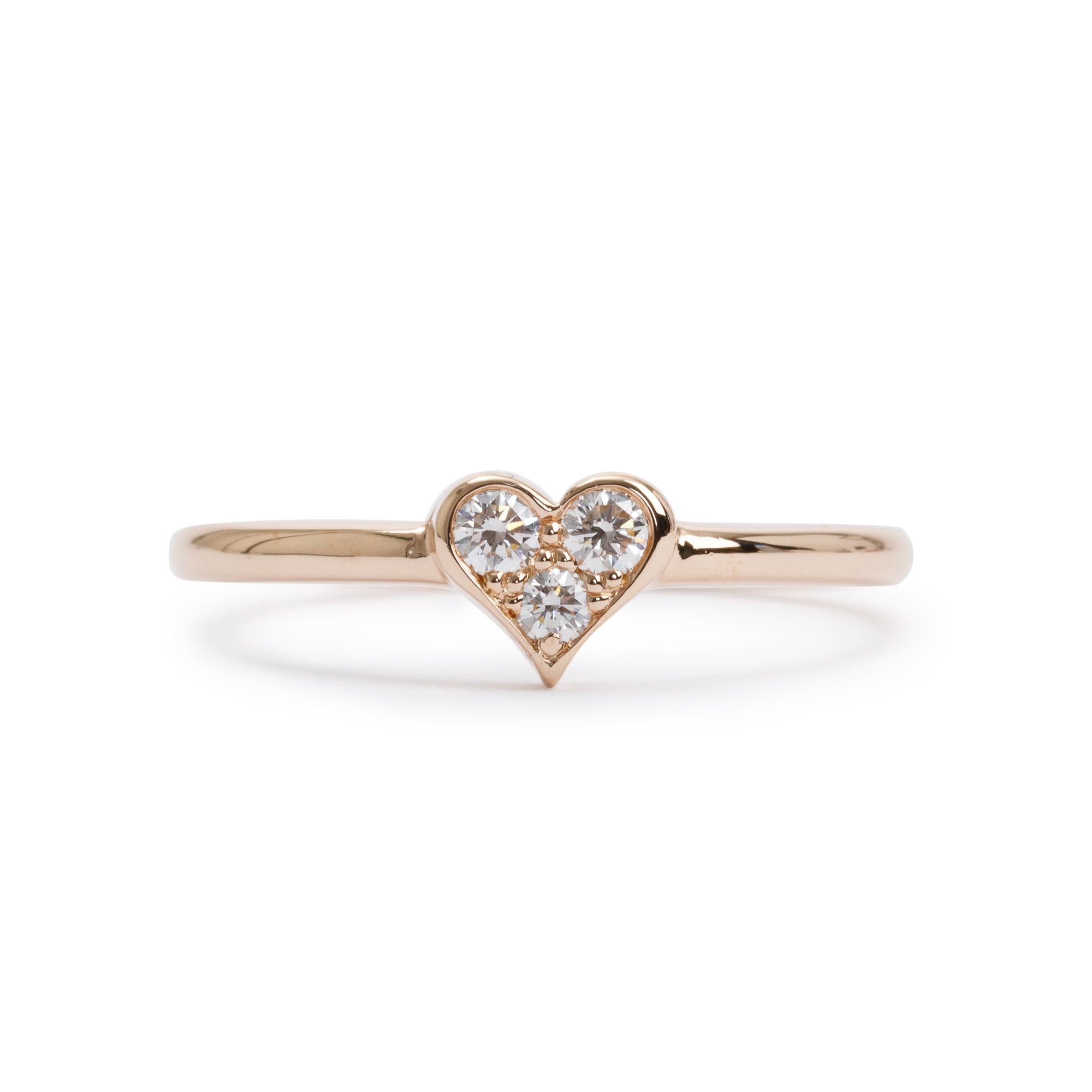 Tiffany & Co. 18k Rose Gold Diamond Heart Ring, Size 10