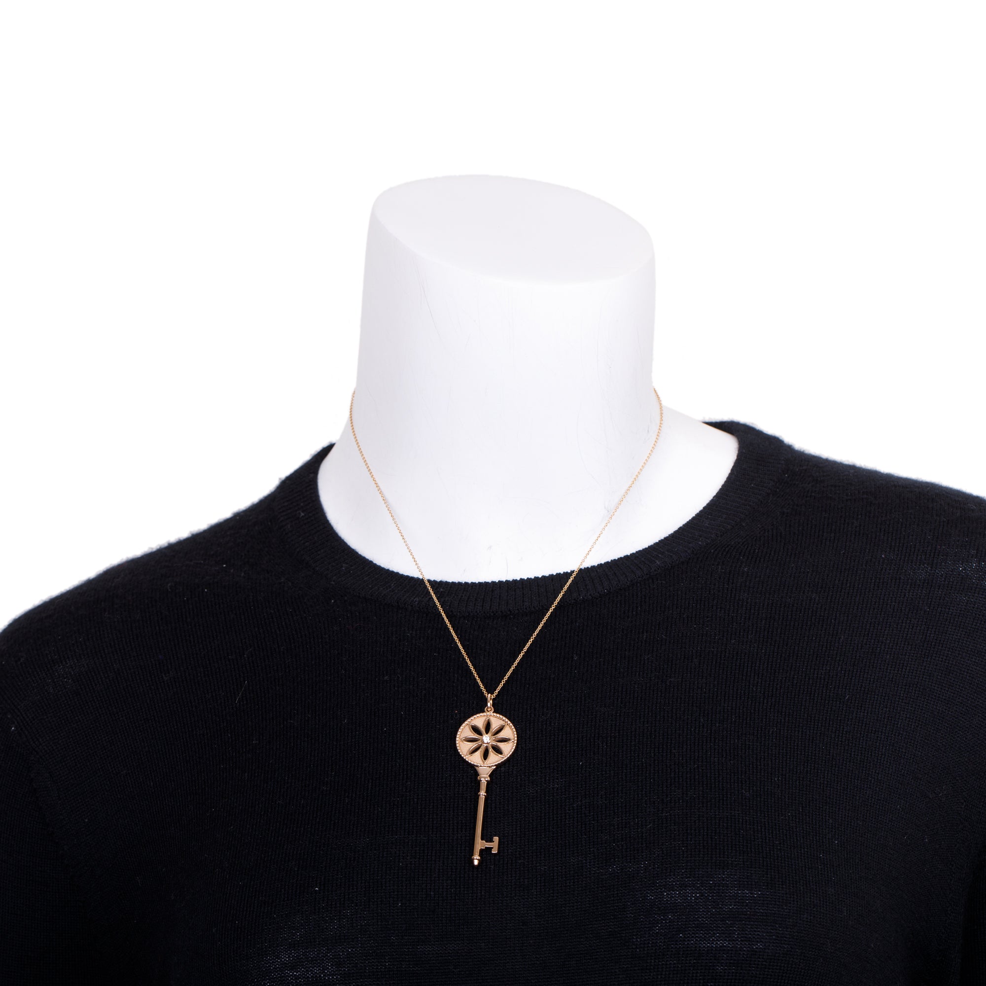 Tiffany & Co. 18k Rose Gold Diamond Large Daisy Key Pendant Necklace