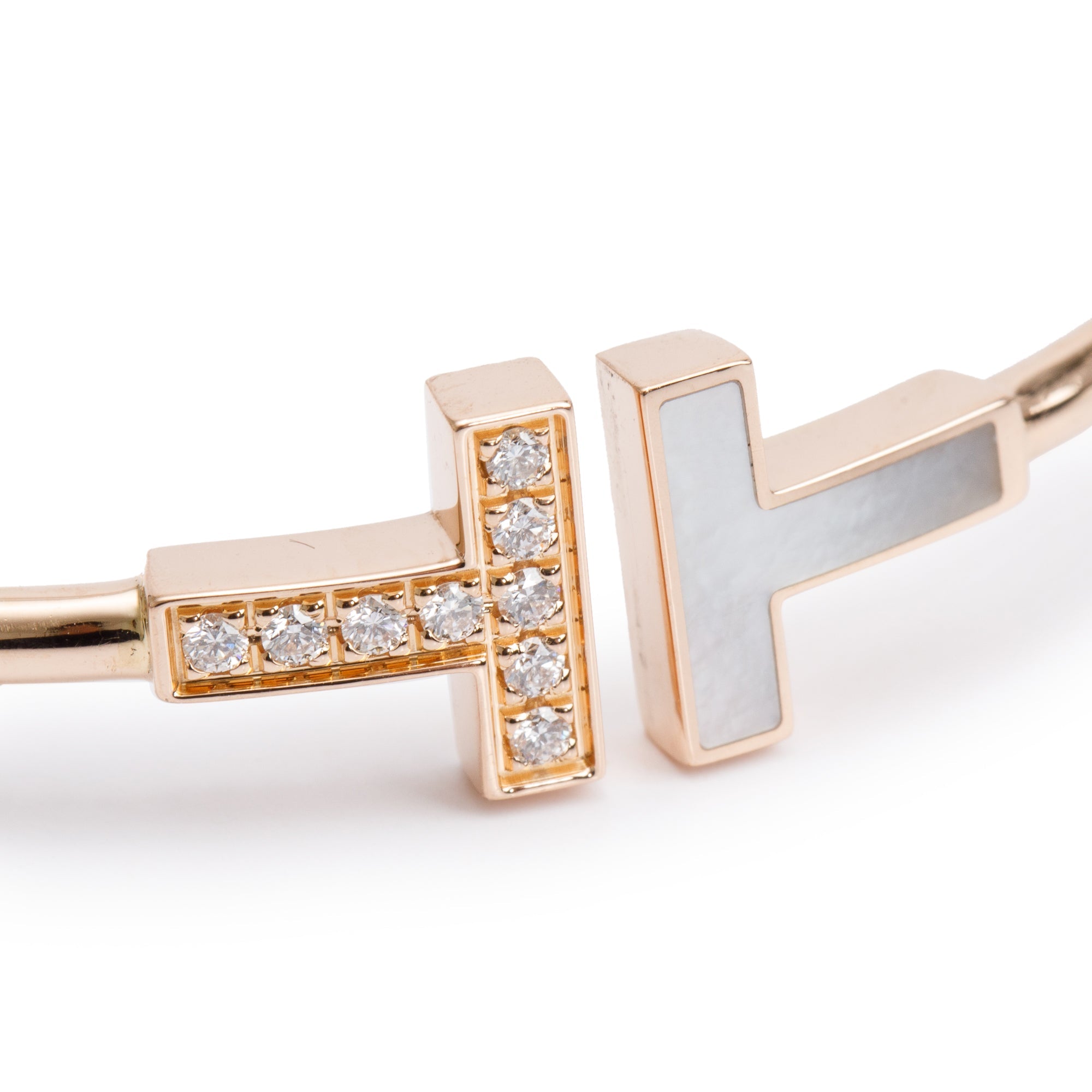 Tiffany 18k Rose Gold Diamond Mother of Pearl T Wire - Main Image