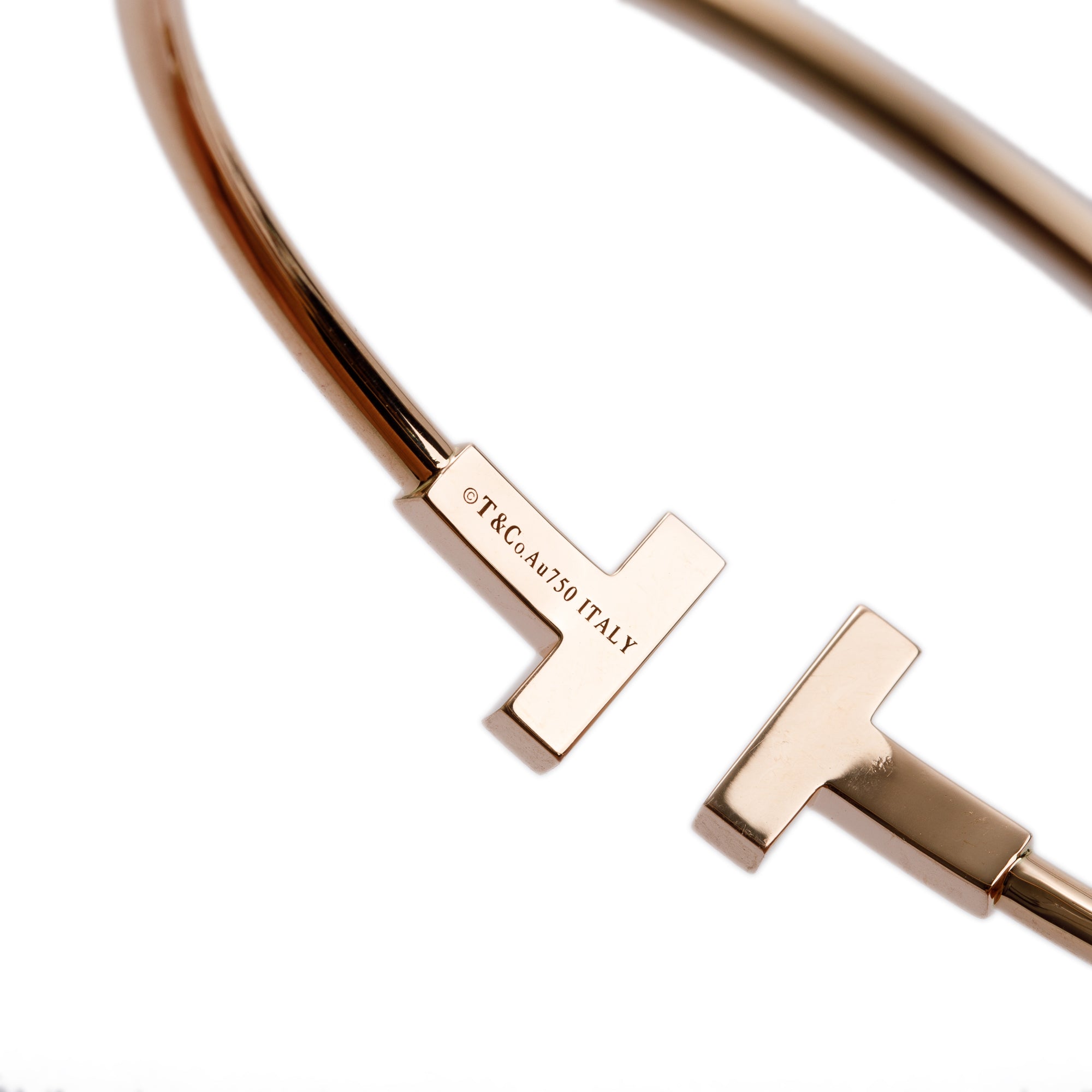 Tiffany & Co. 18k Rose Gold Diamond T Wire Bracelet
